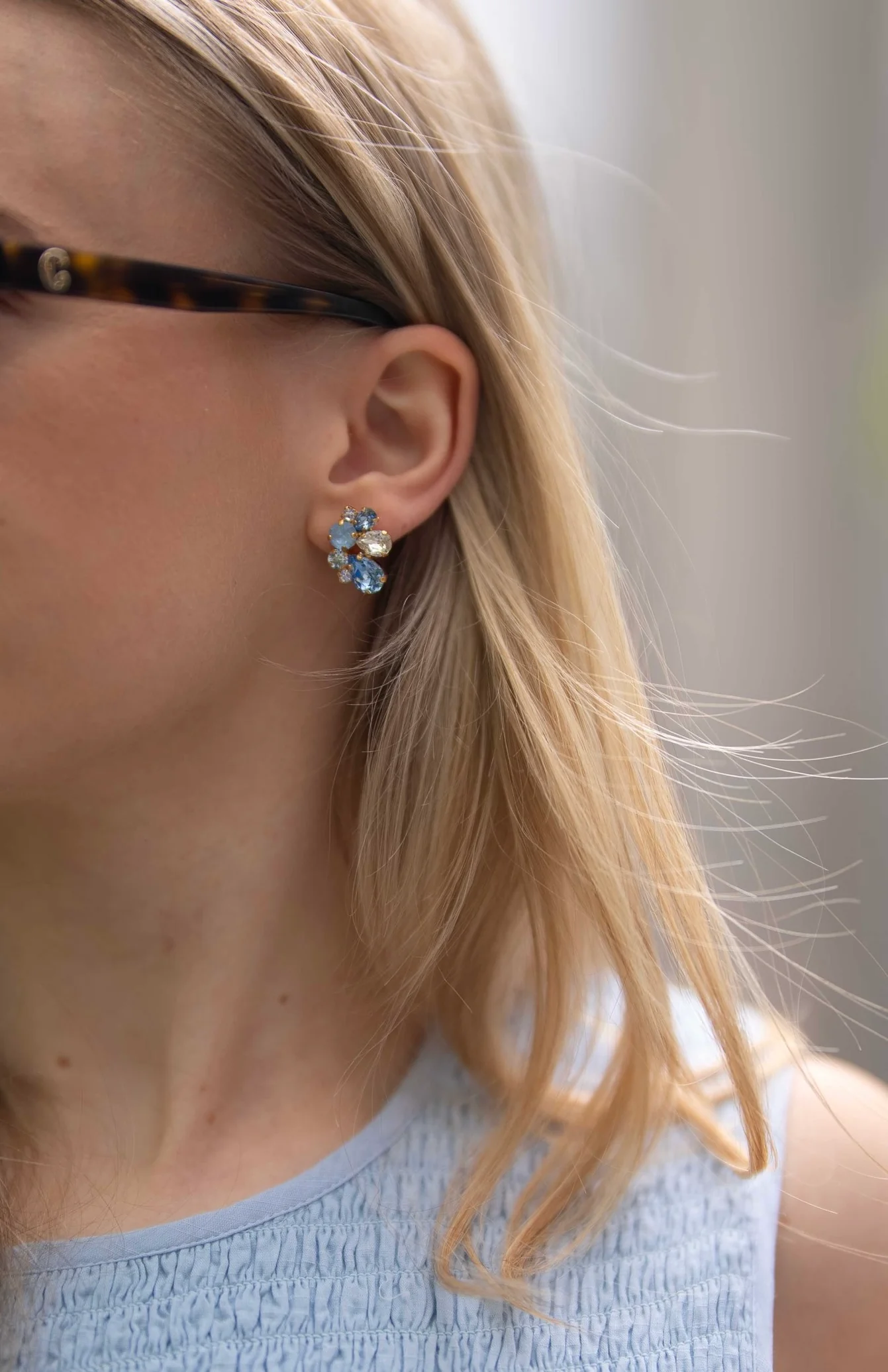 KATIE EARRINGS GOLD Sky Combo