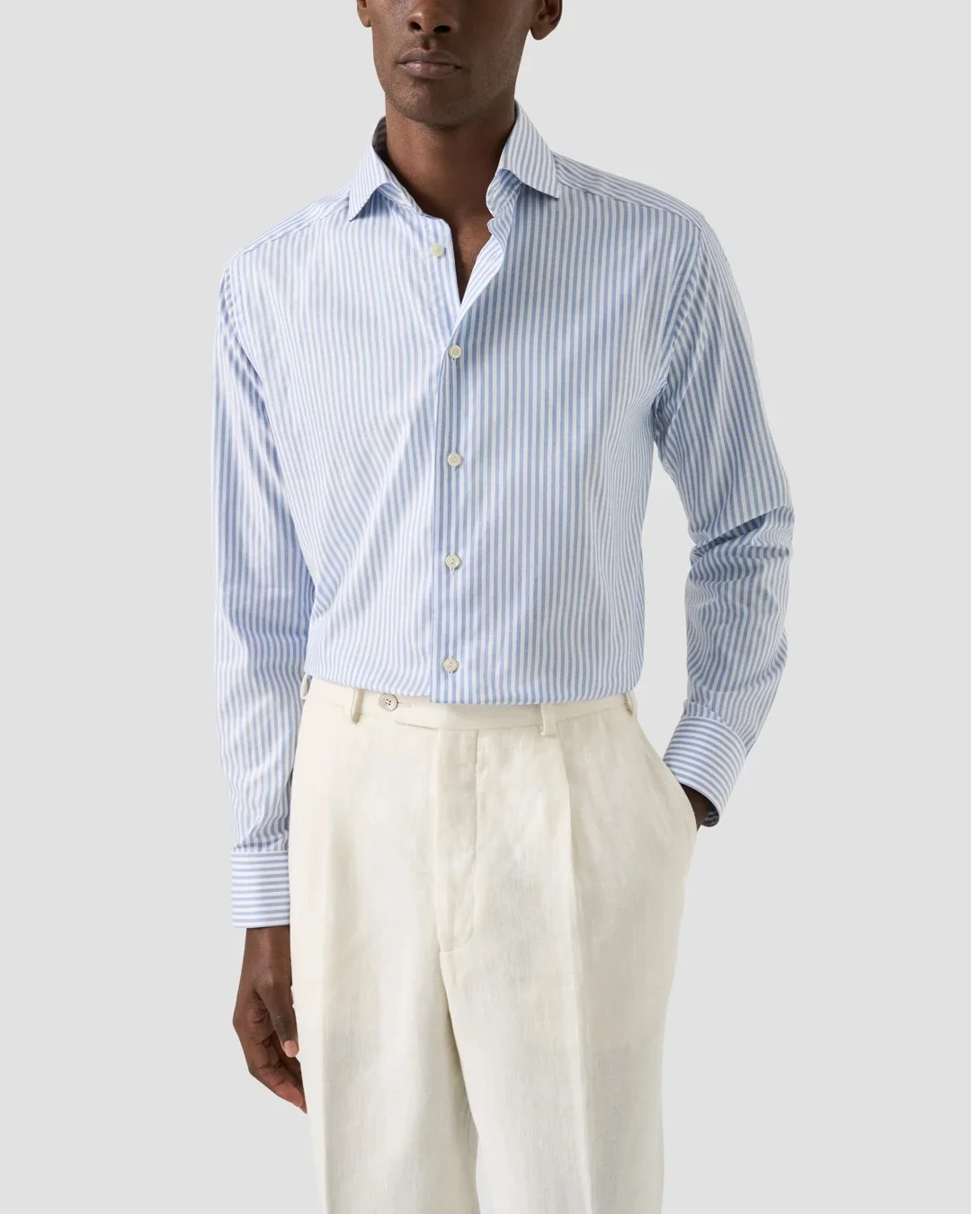Striped signature Oxford Shirt, Slim Lyseblå - Image 5