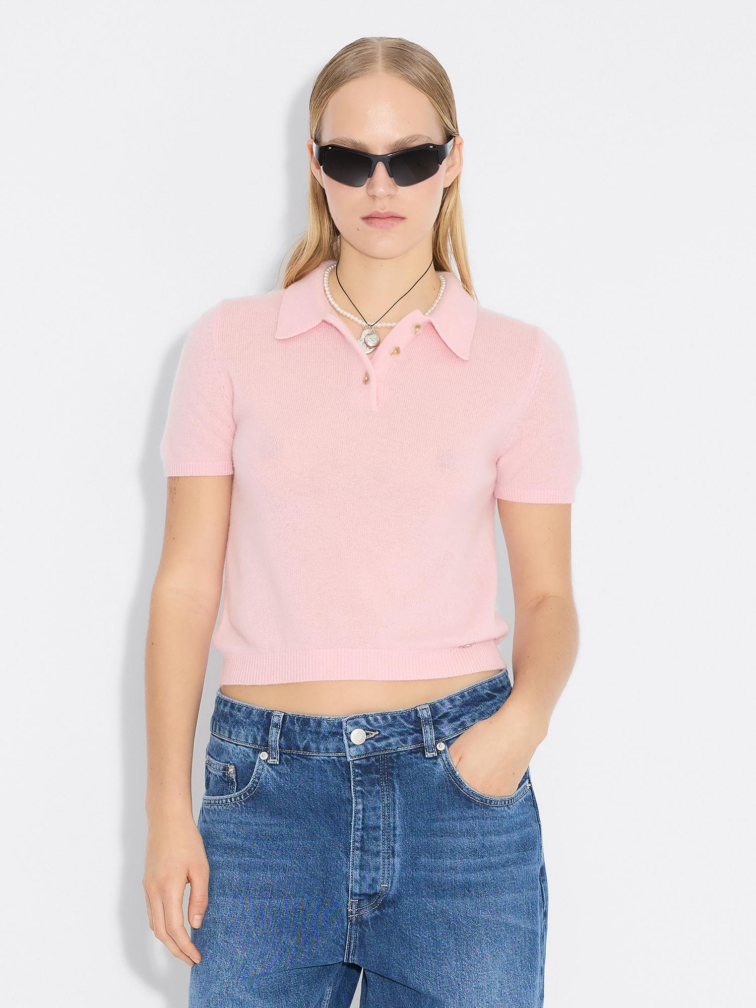 Cashmere Short Sleeve Polo 26-02 Pink - Image 4
