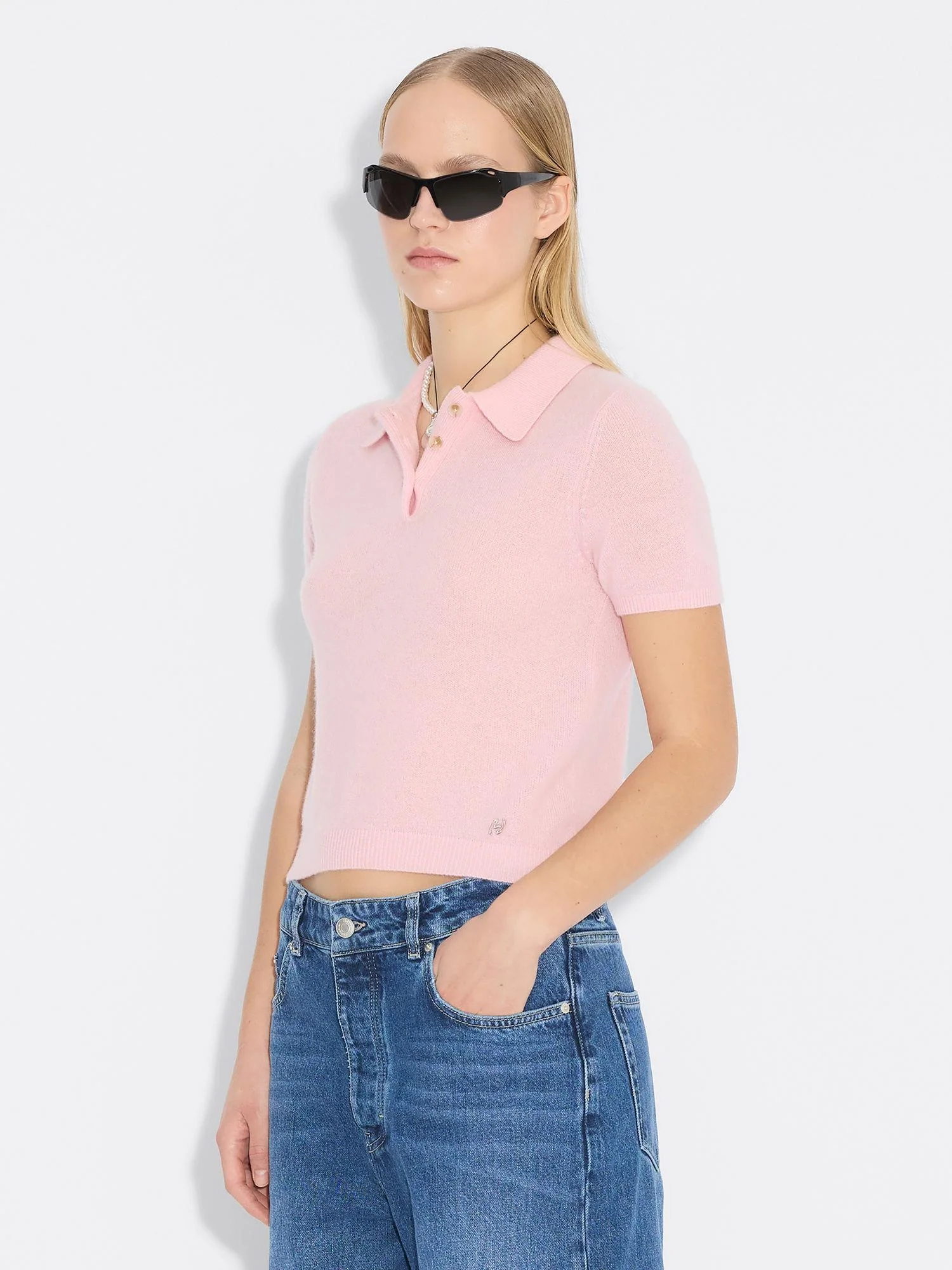 Cashmere Short Sleeve Polo 26-02 Pink - Image 6