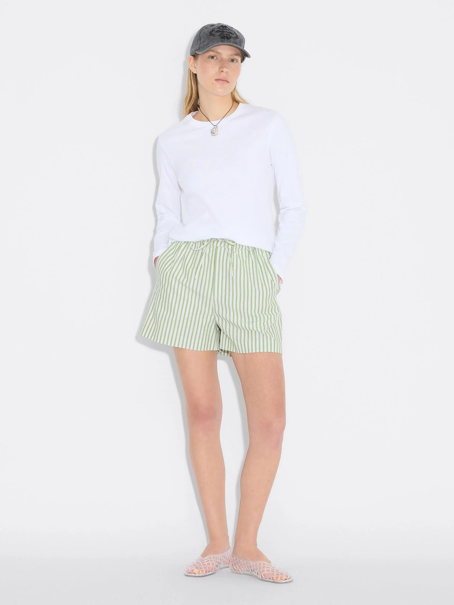 Loose Stripe Shorts Green Stripe - Image 3