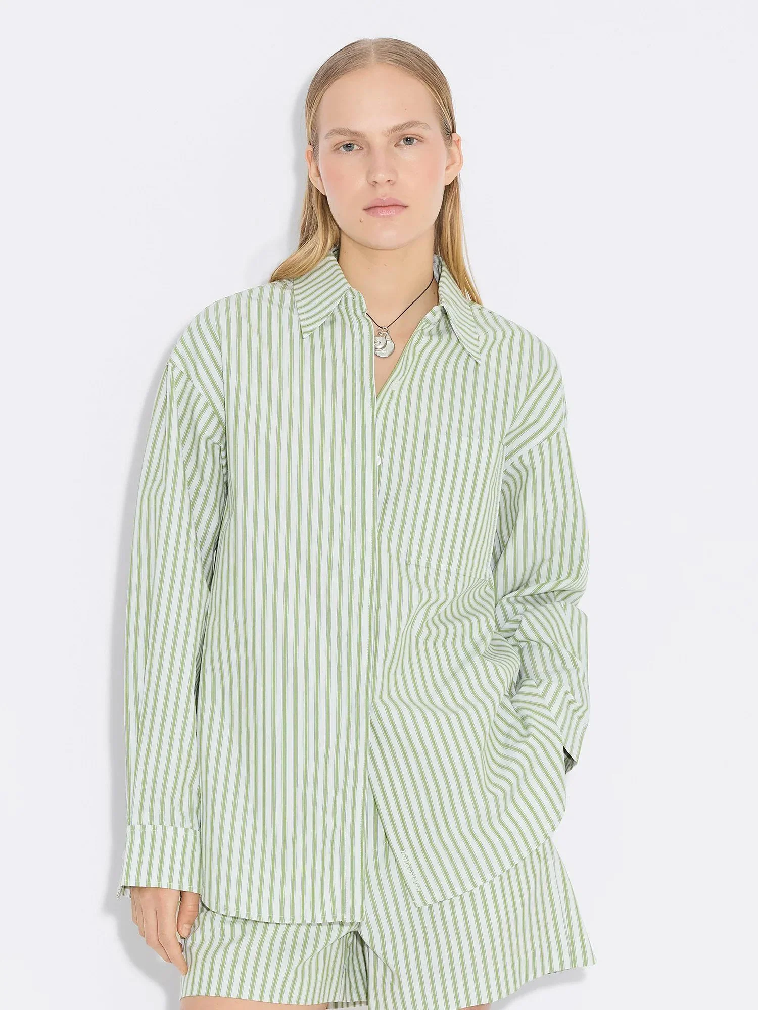 Loose Stripe Shirt Green Stripe - Image 2