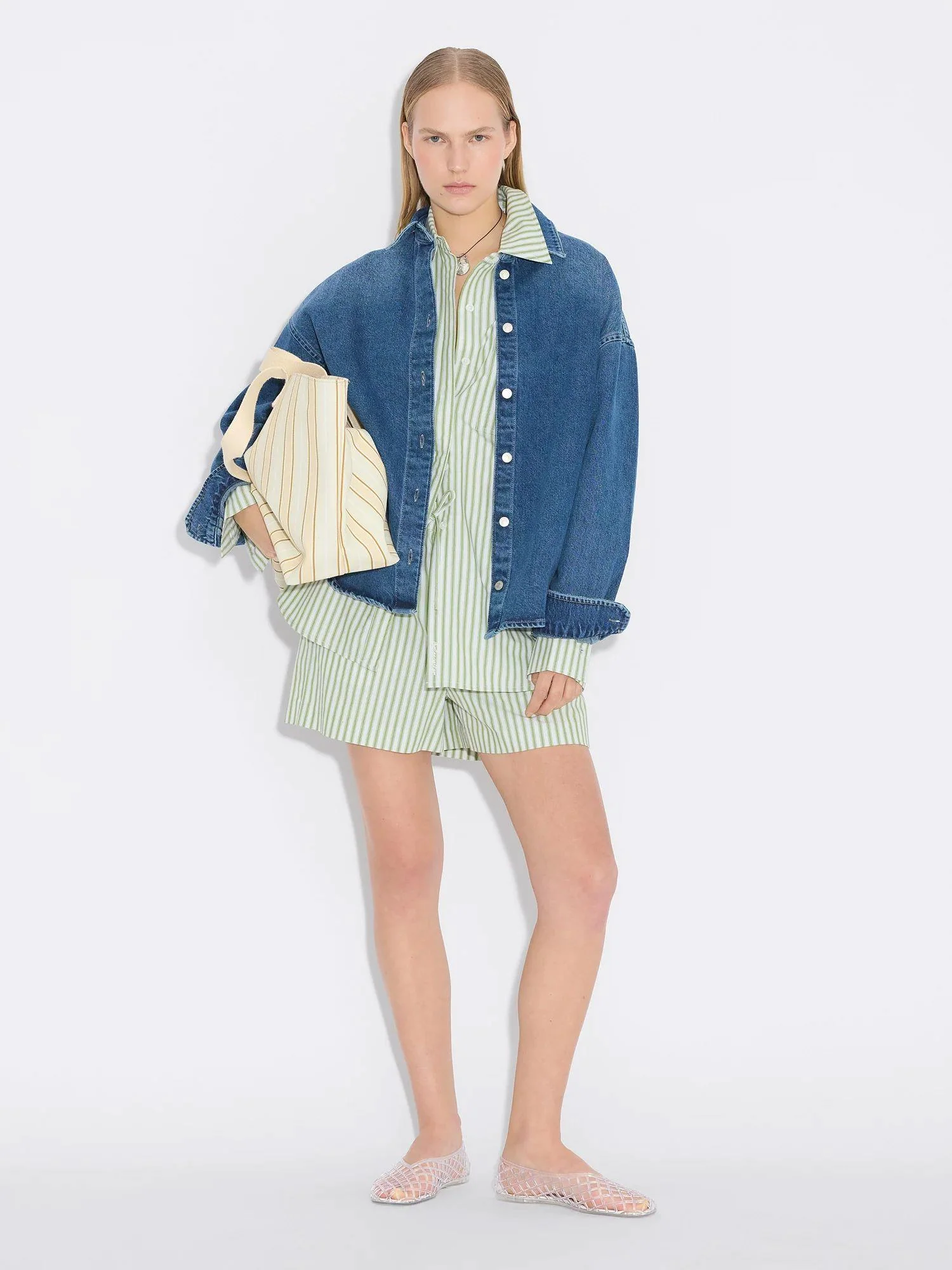 Loose Stripe Shirt Green Stripe - Image 4