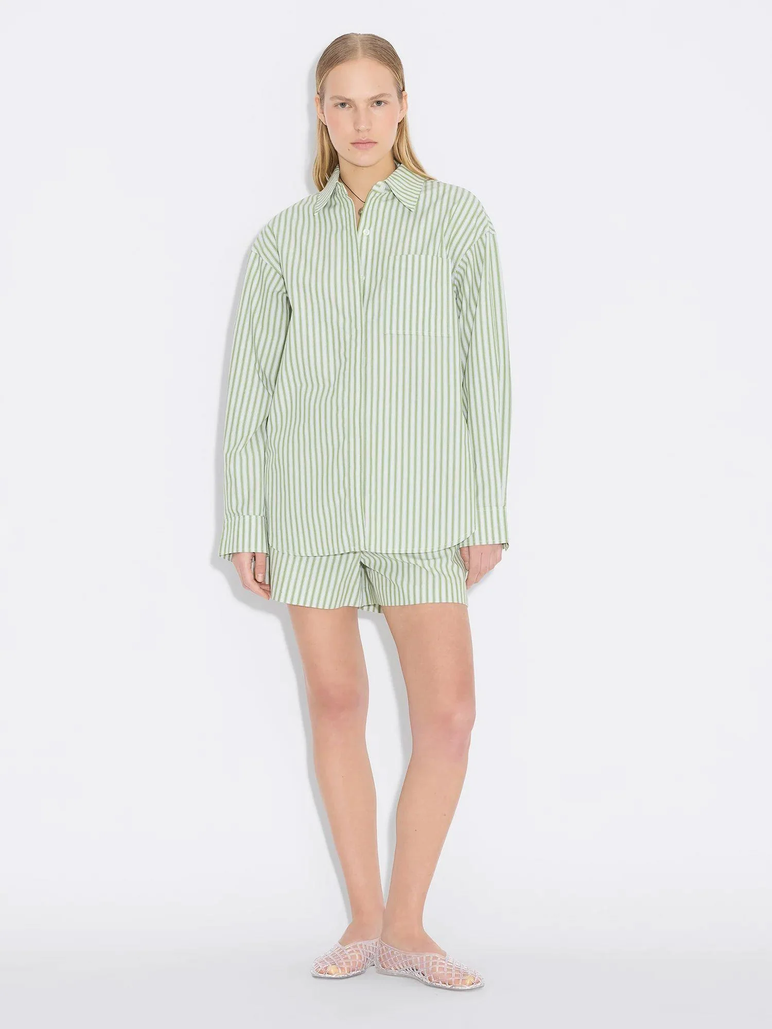 Loose Stripe Shirt Green Stripe - Image 5