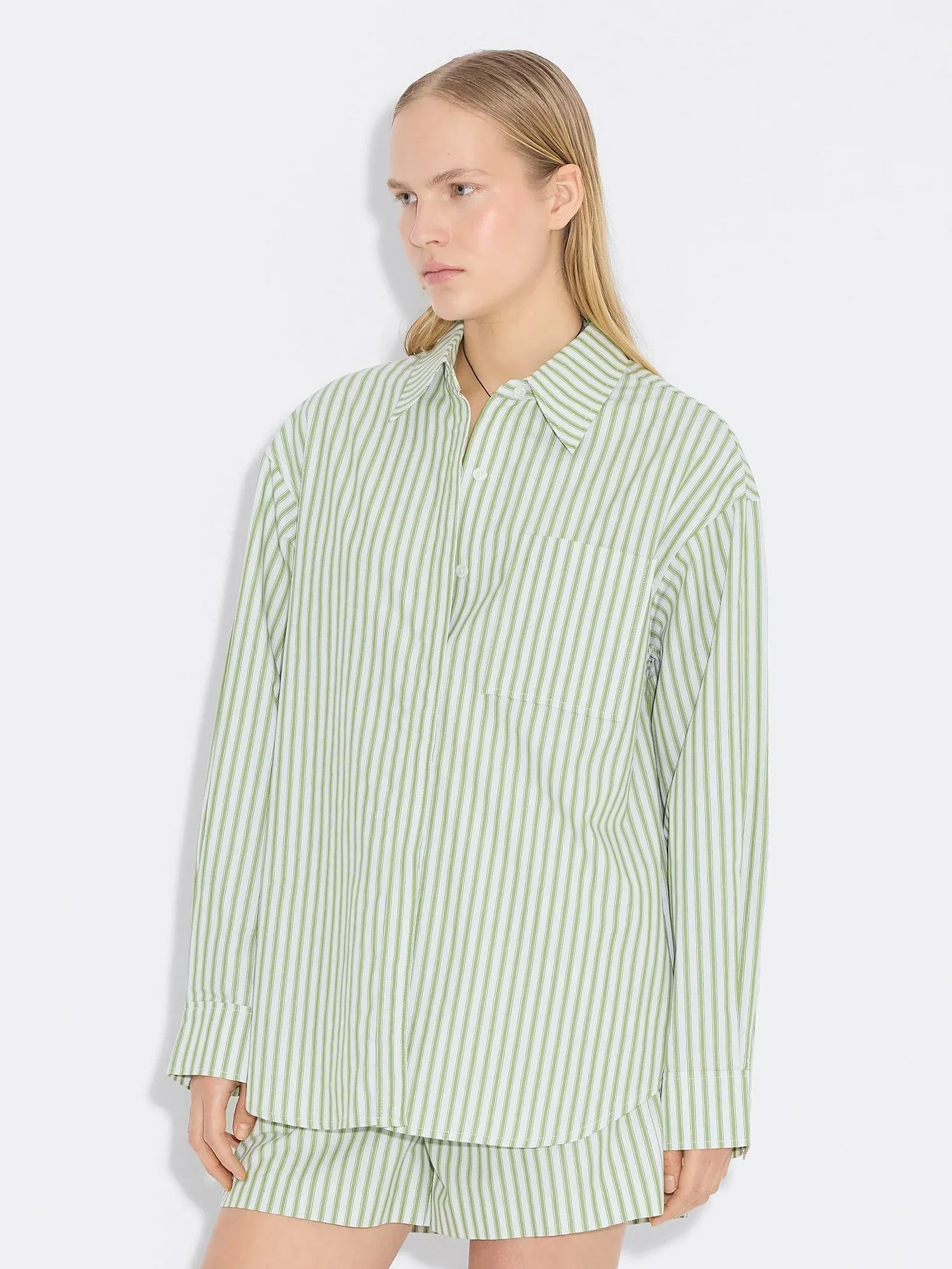 Loose Stripe Shirt Green Stripe - Image 6