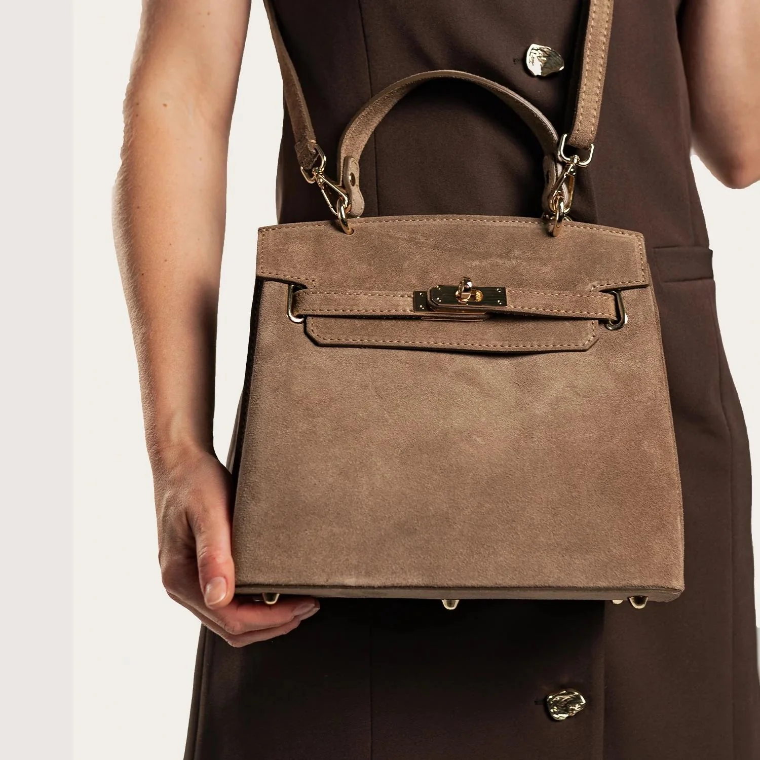 RIVOLI BAG SUEDE Taupe - Image 5