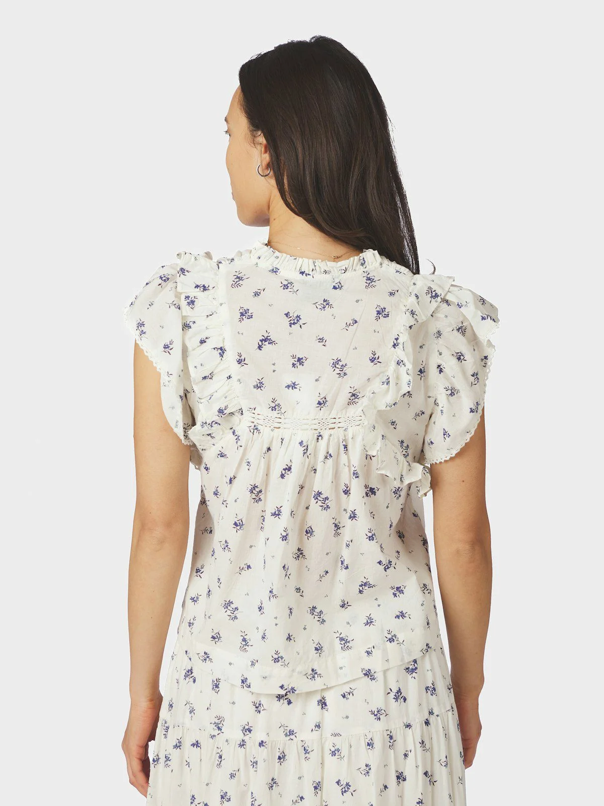 Jayla Small Blossom Top White Blue - Image 4