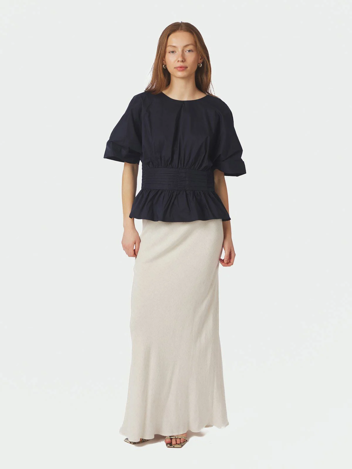 Annegret Poplin Blouse  Navy - Image 3