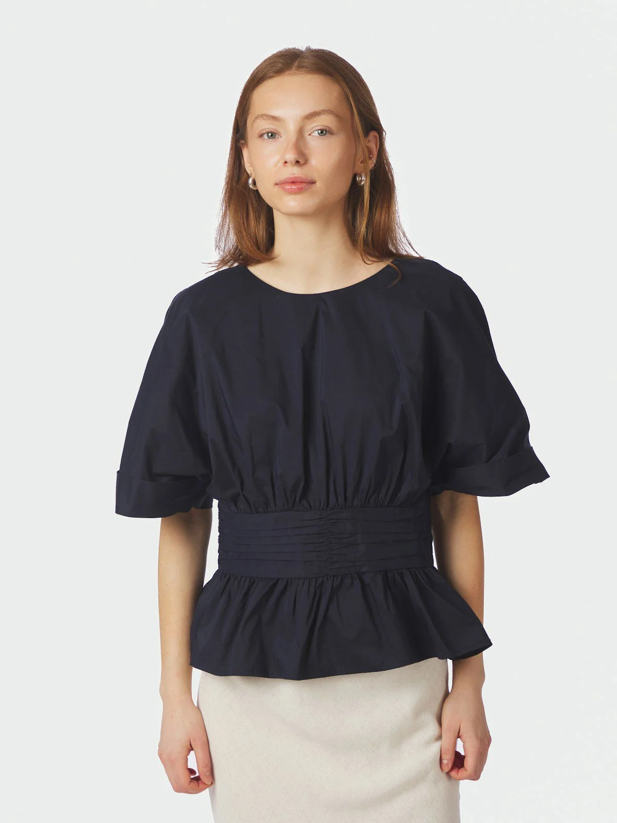 Annegret Poplin Blouse  Navy - Image 5
