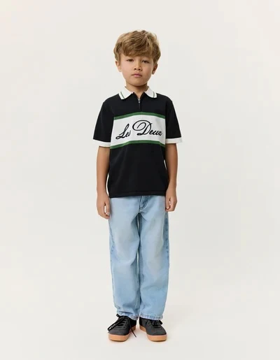 Knitted Zipper Polo KID Tap Shoe Black - Image 3