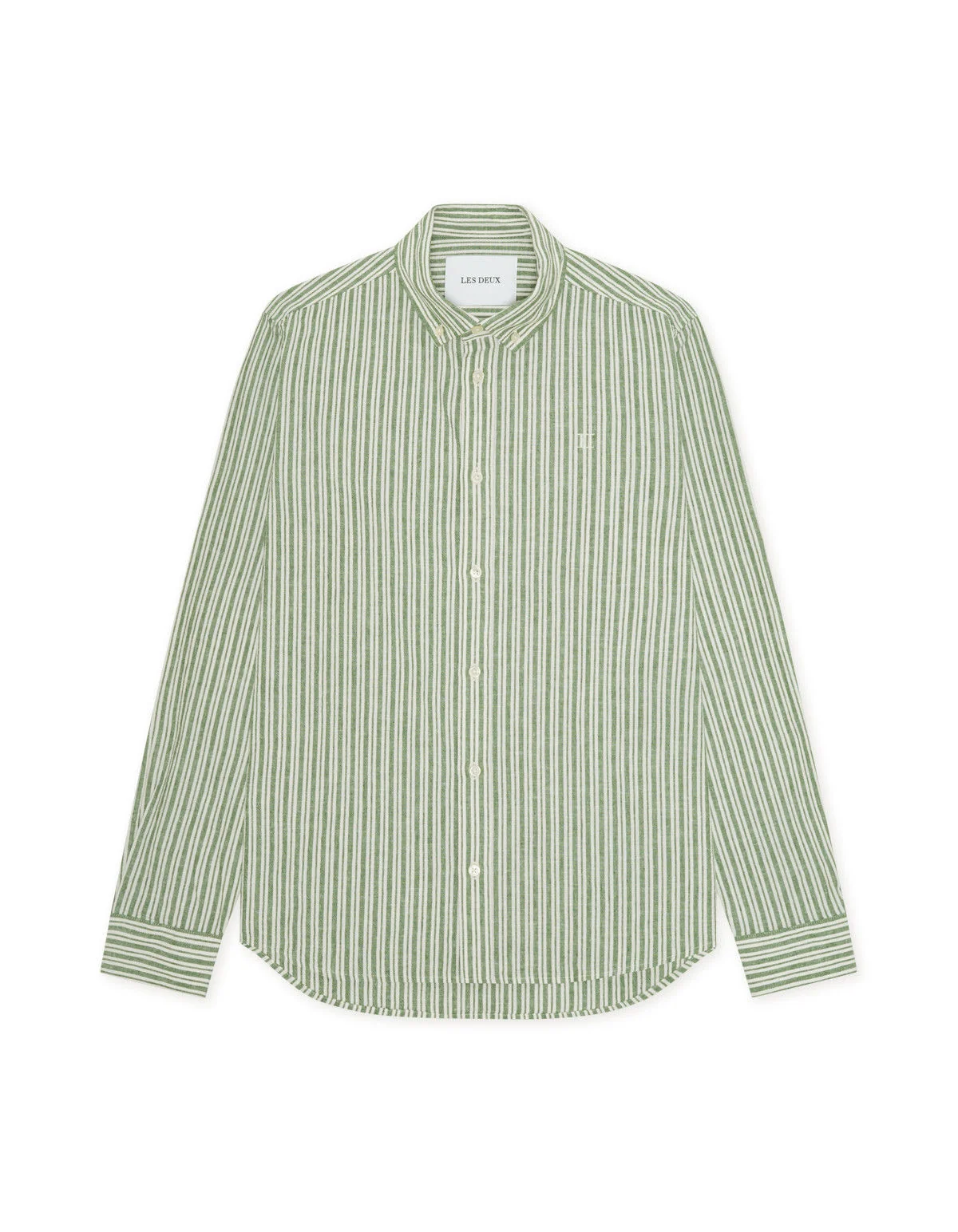 Stripe Cotton-Linen Shirt  Artichoke Green