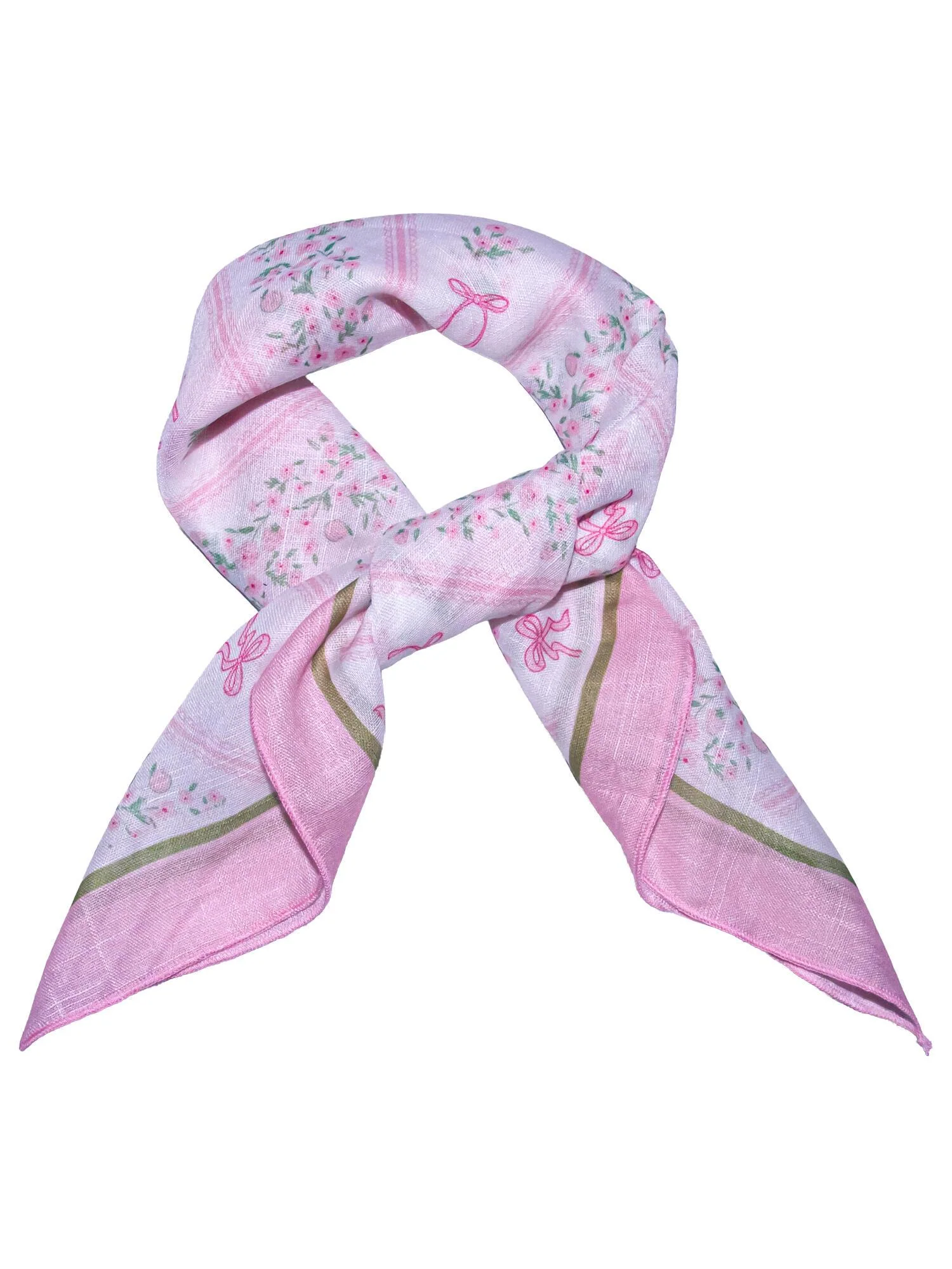 Skjerf m/sløyfer 58x58 Rosa