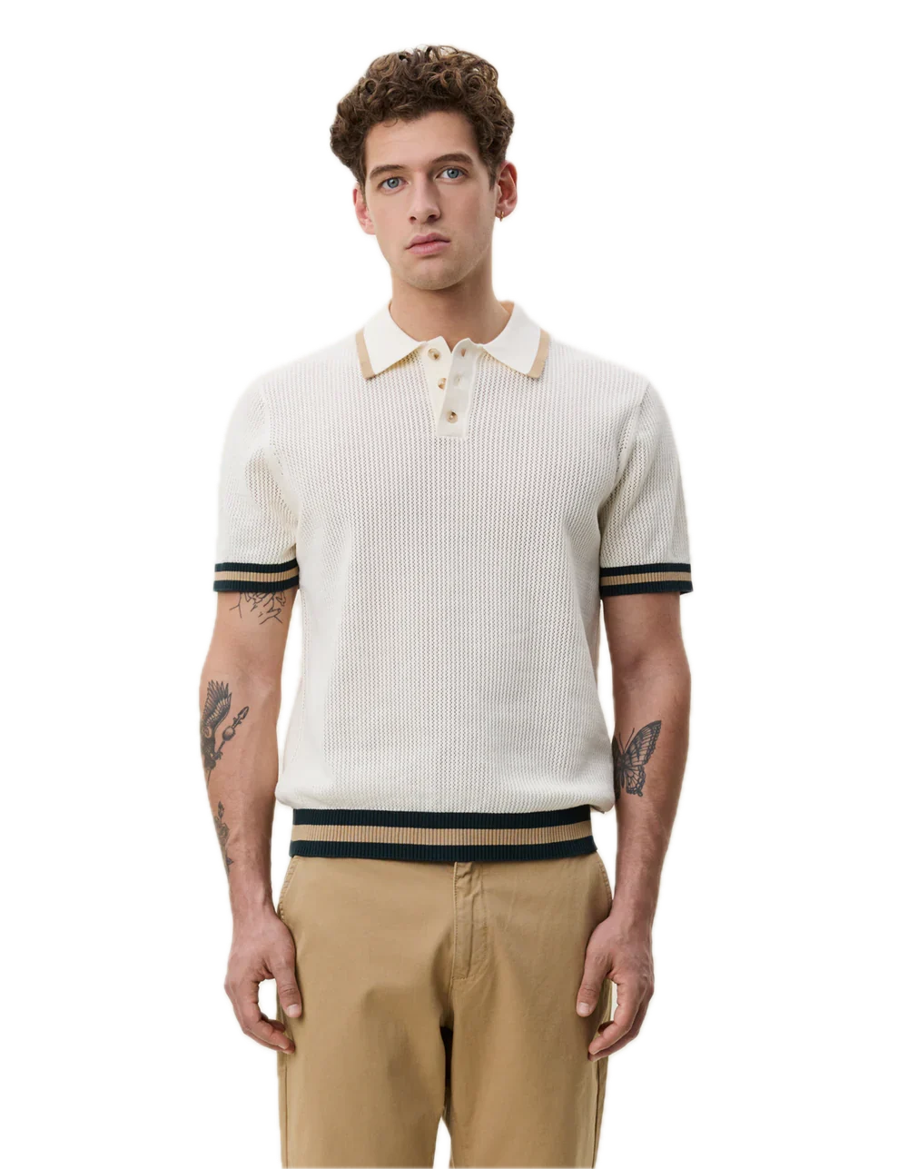 Lace Knitted Polo  Eggnog White - Image 3