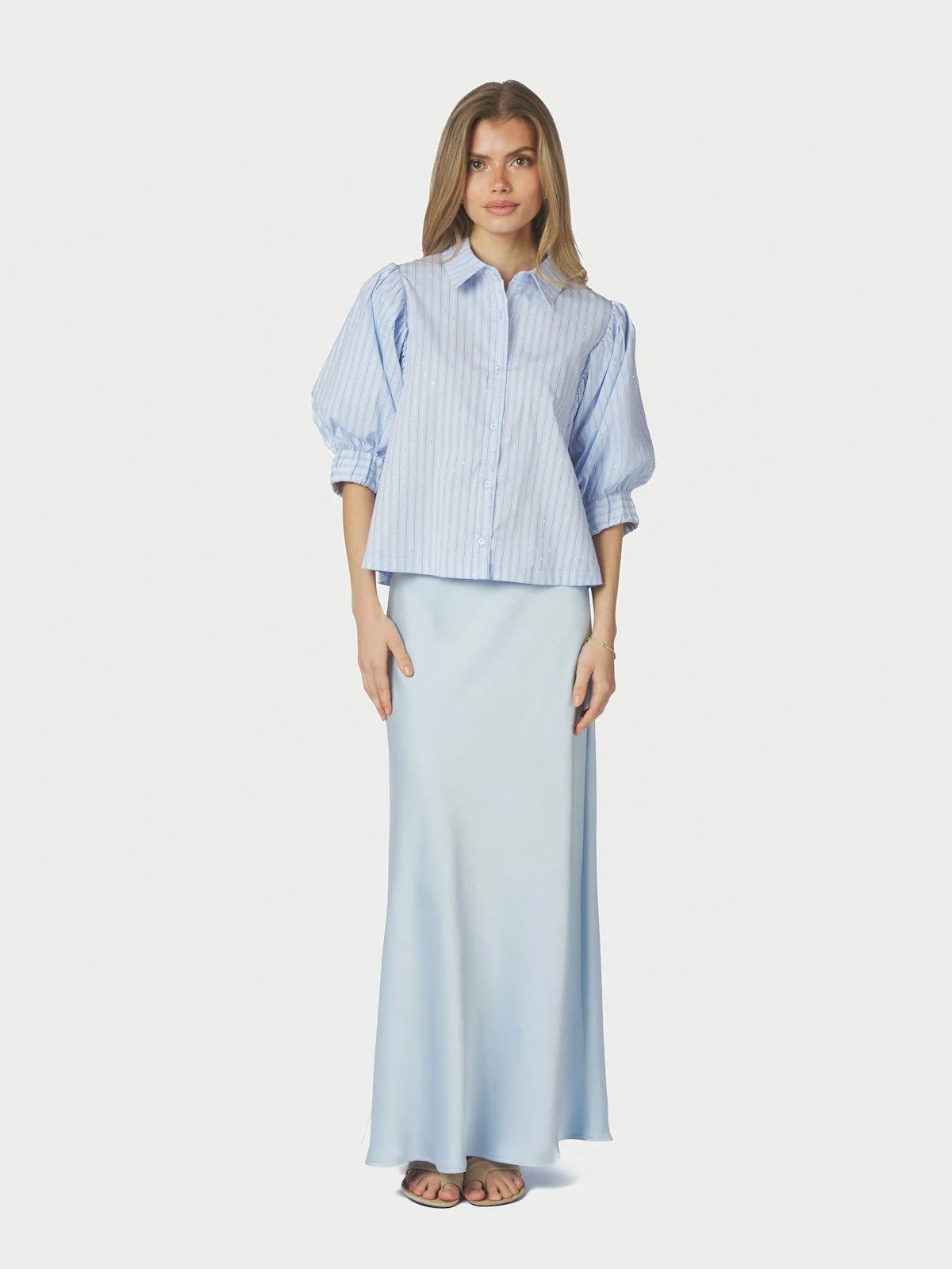 Etta Stripe Stone Shirt Light Blue - Image 3