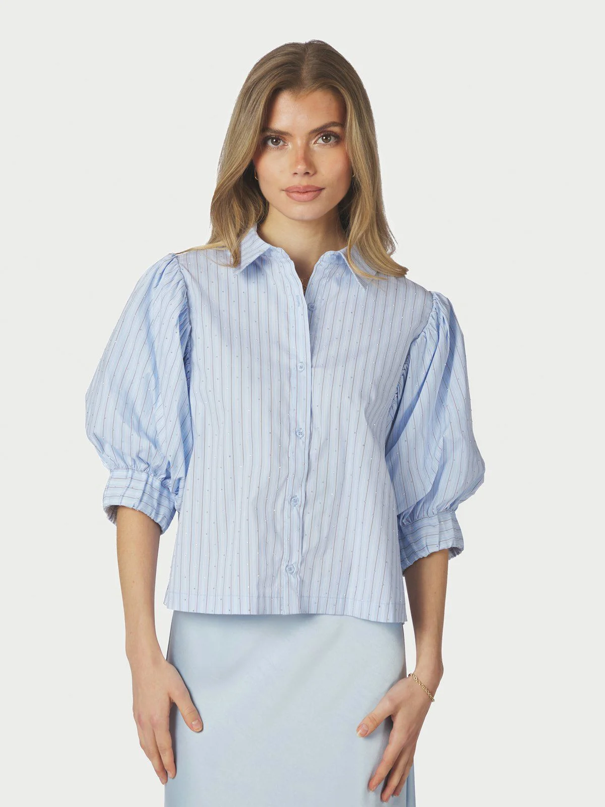Etta Stripe Stone Shirt Light Blue - Image 5