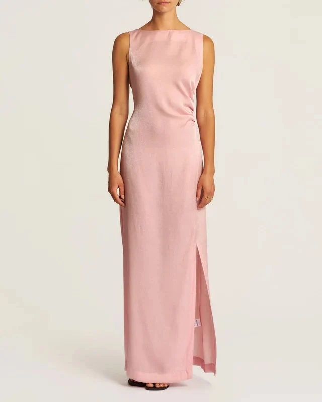 Shiny Sleeveless Dress Dusty Pink - Image 5
