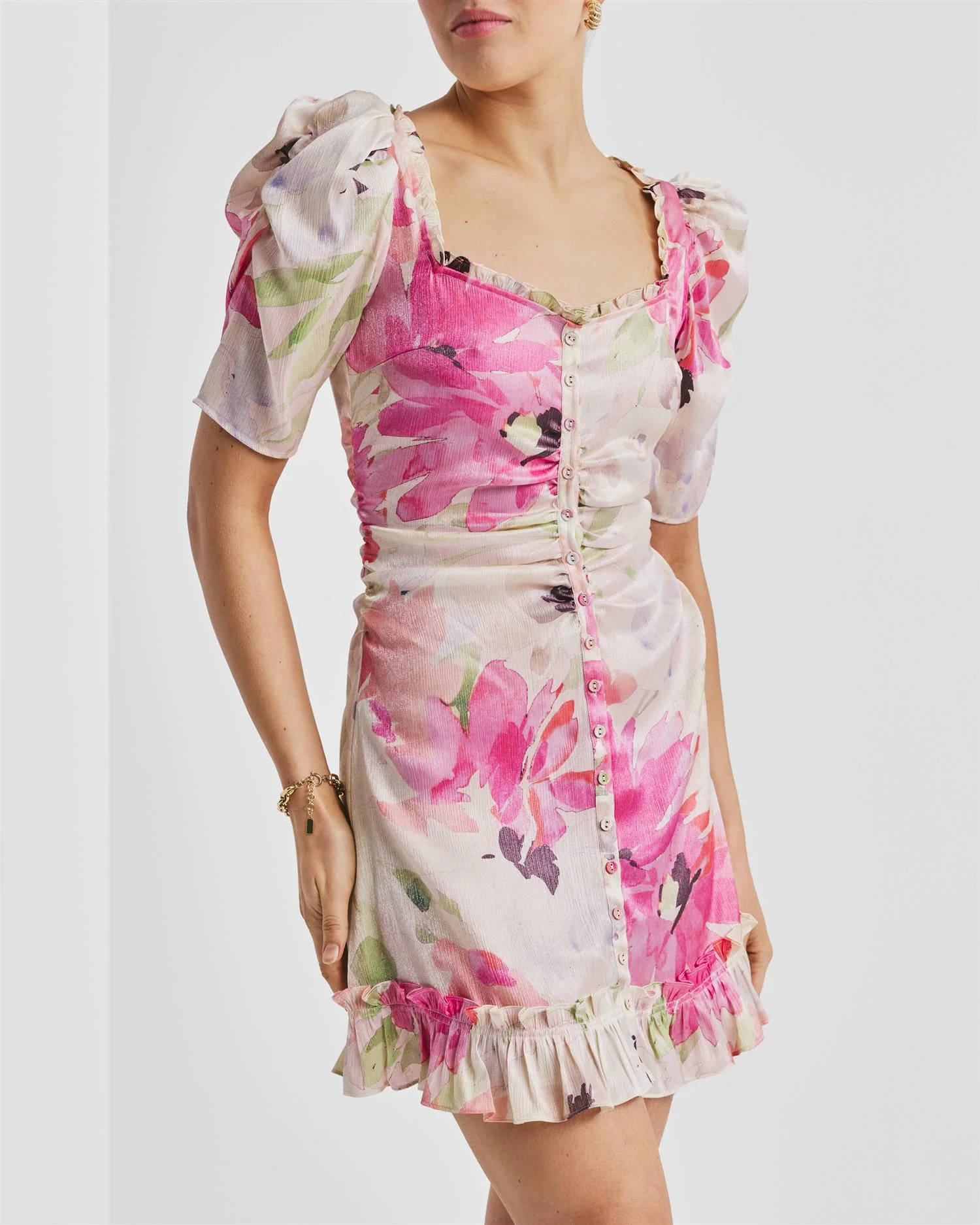 Shiny Rouching Dress Soft Dew