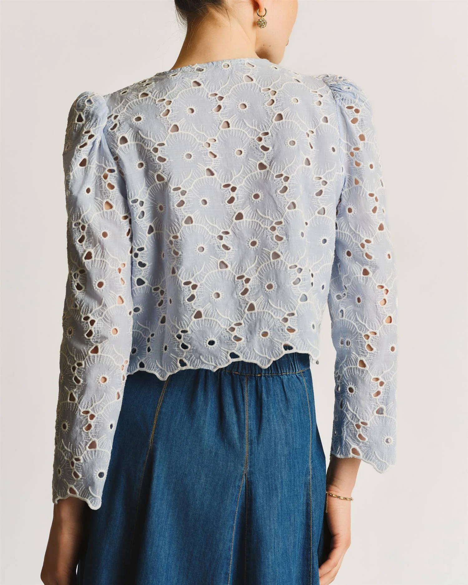 Broderie Anglaise Jacket Light Blue - Image 5