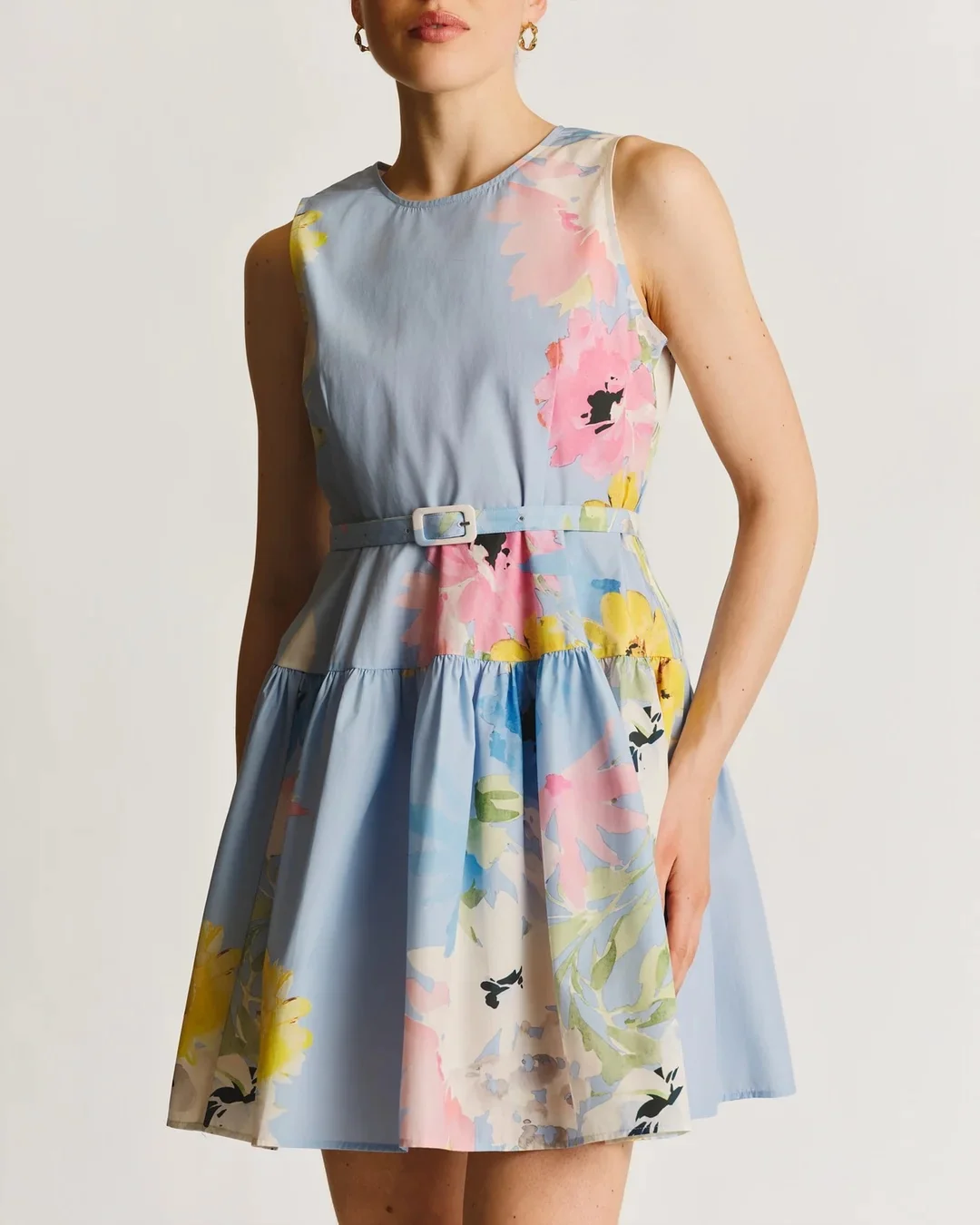 Cotton taffeta mini dress Sky Breeze