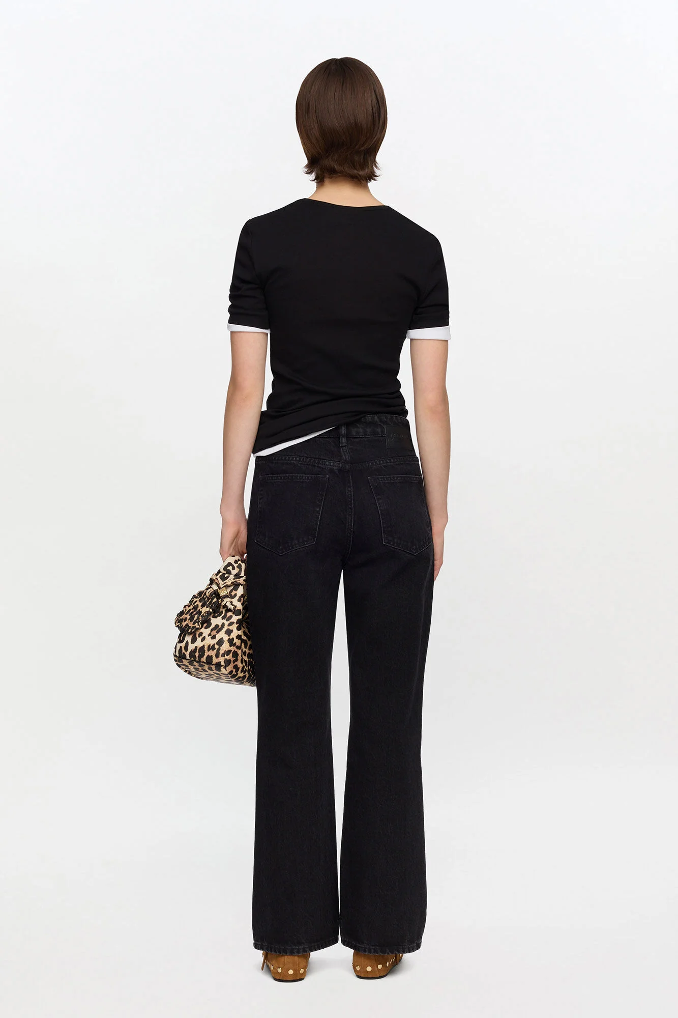 Soft Cotton Rib Short Sleeve  Black - Image 3