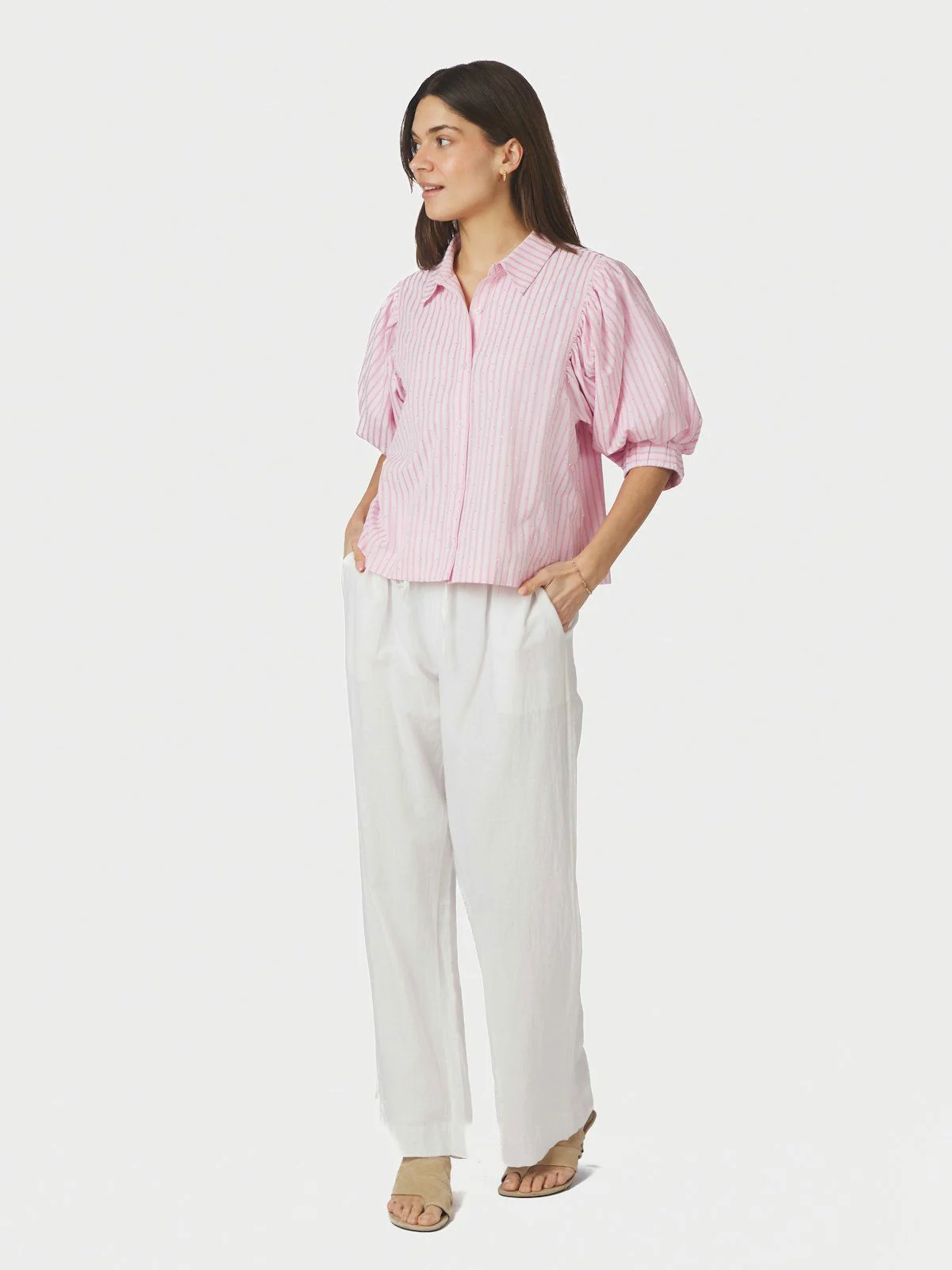 Etta Soft Stripe Stone Shirt  Light Pink - Image 3