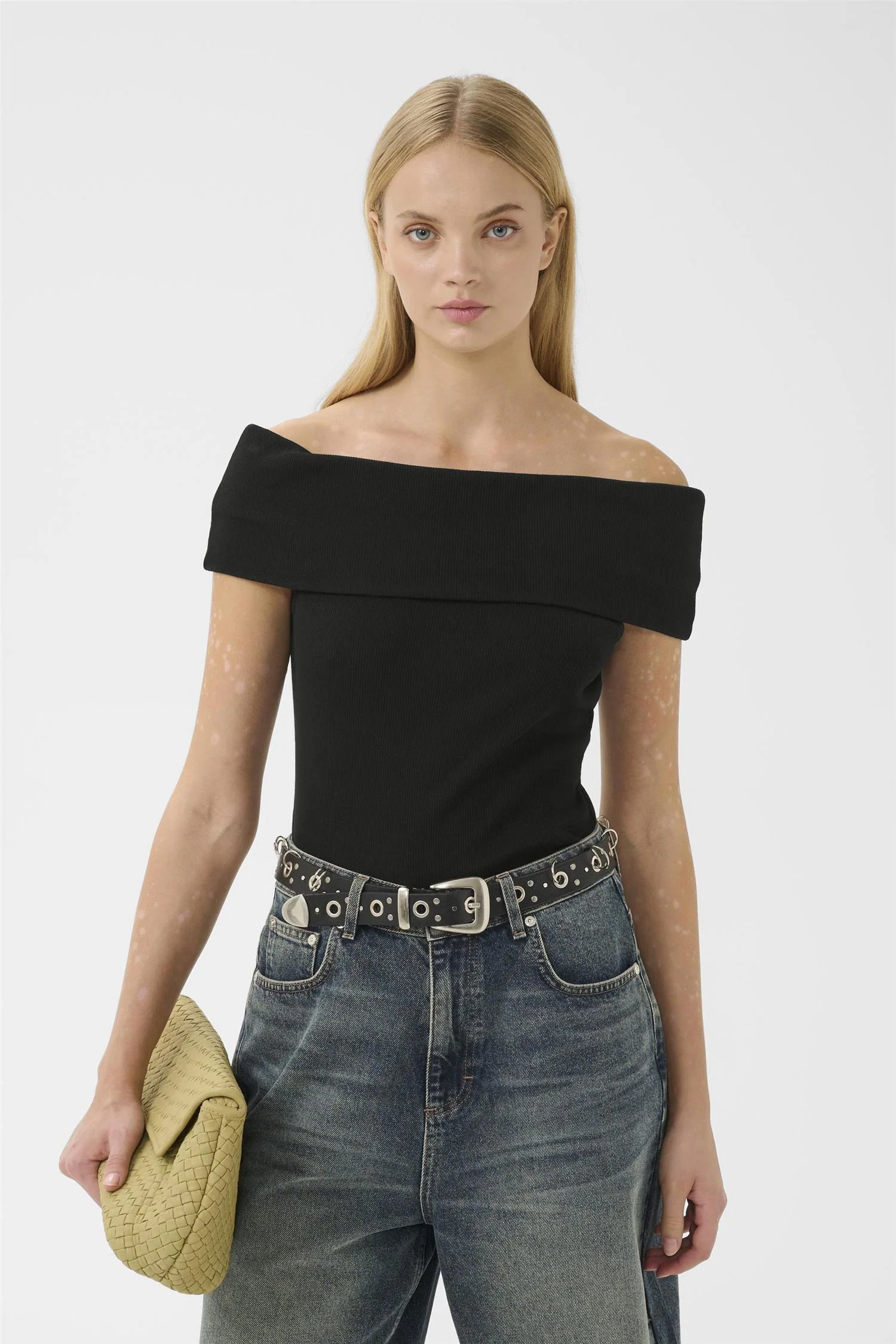 Drew Off Shoulder Top Black - Image 3