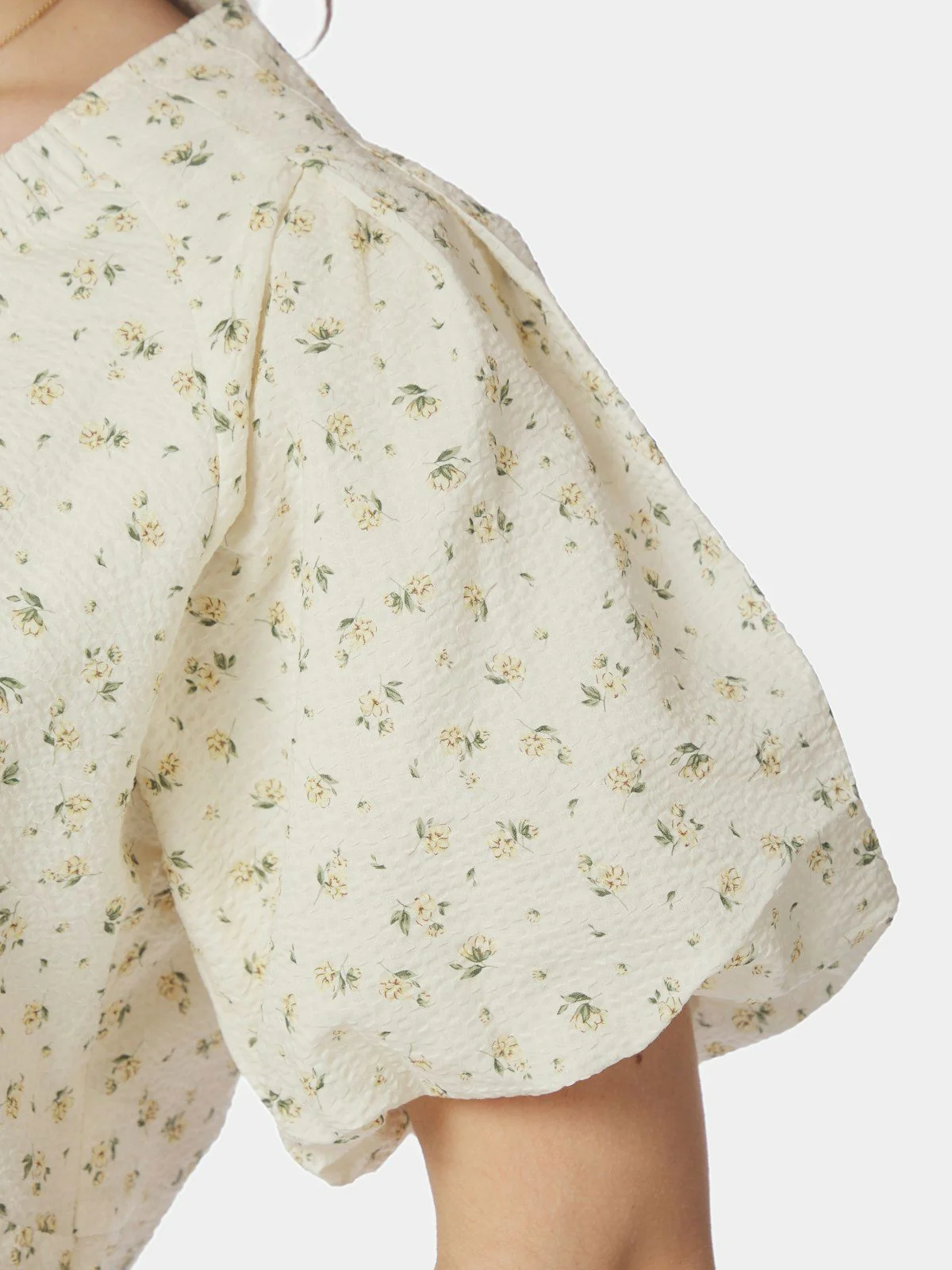 Irina Small Rose Flower Blouse Light Yellow - Image 2