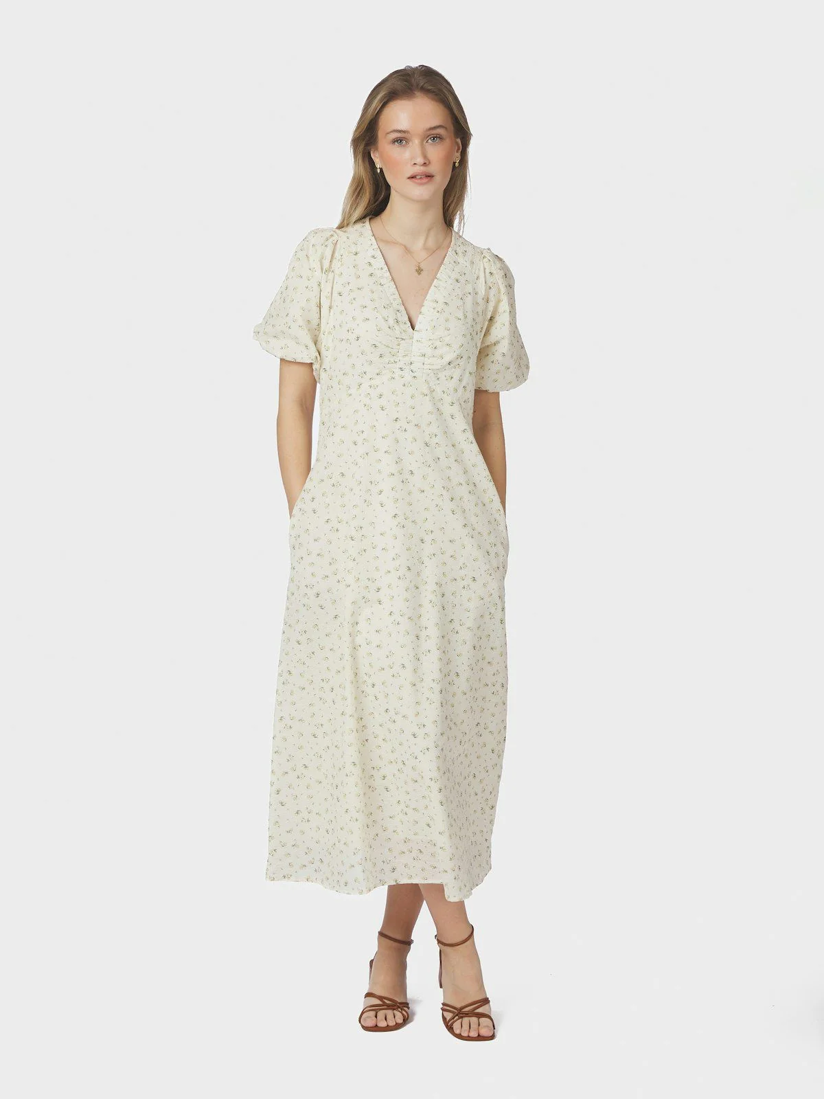 Illana Small Rose Flower Dress Light Yellow - Image 4