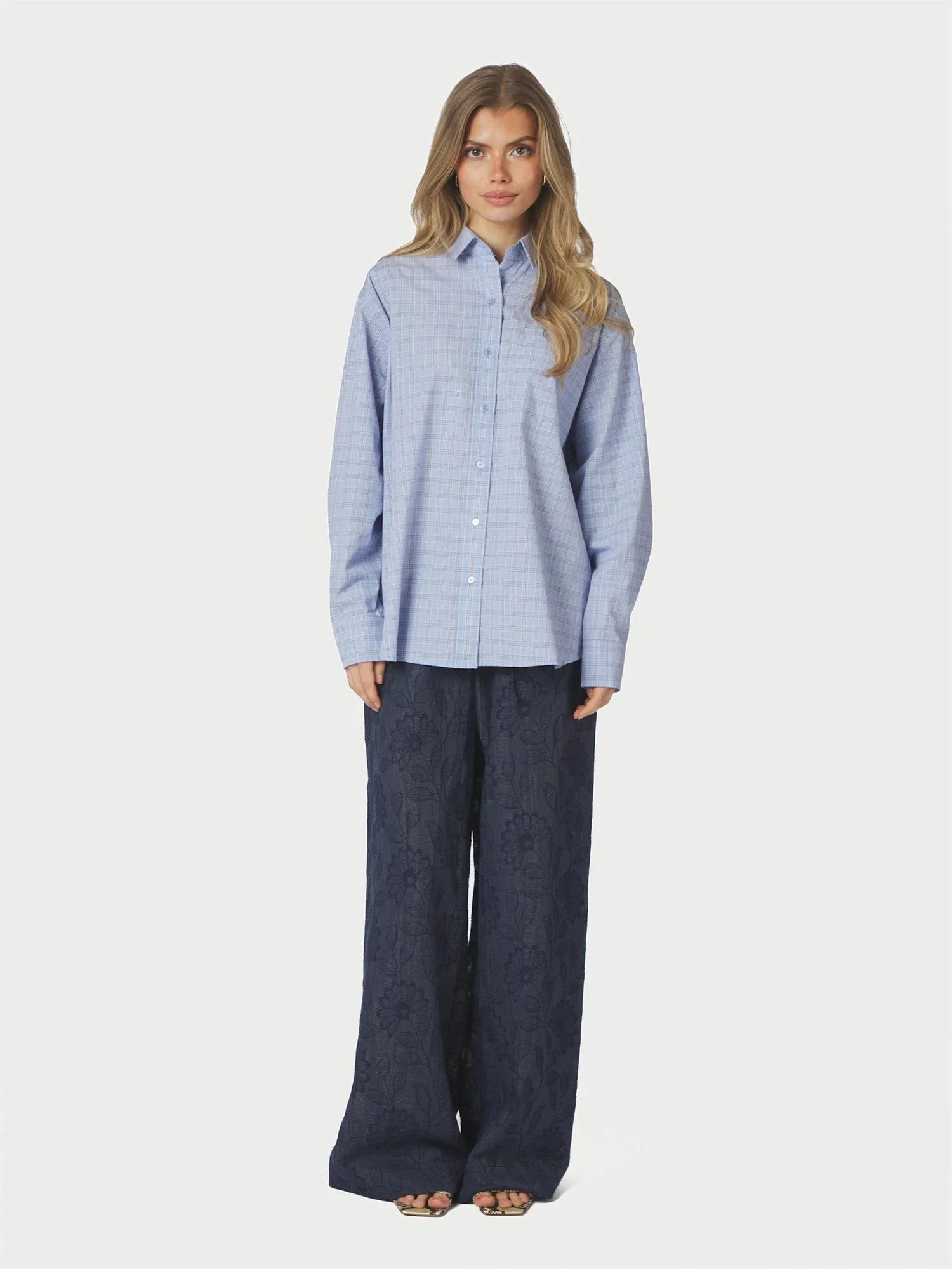 Dalma Triple Check Shirt Light Blue - Image 5