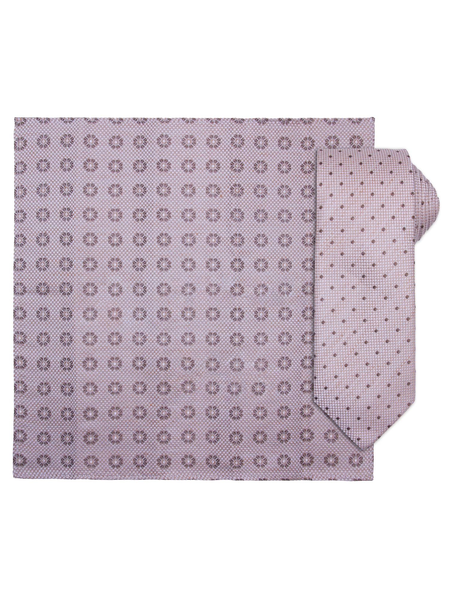Santi silkeslips+lommetørkle "linenlook" Beige