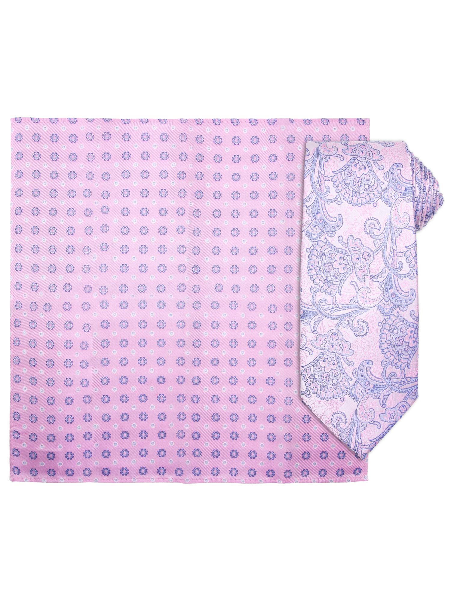 Santi 8cm silkeslips+lommetørkle mønster Rosa