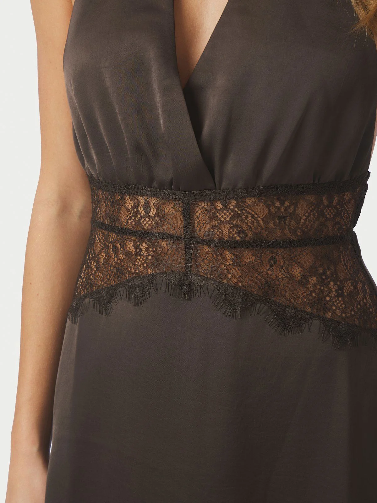 Jasine Heavy Sateen Dress Dark Brown - Image 6