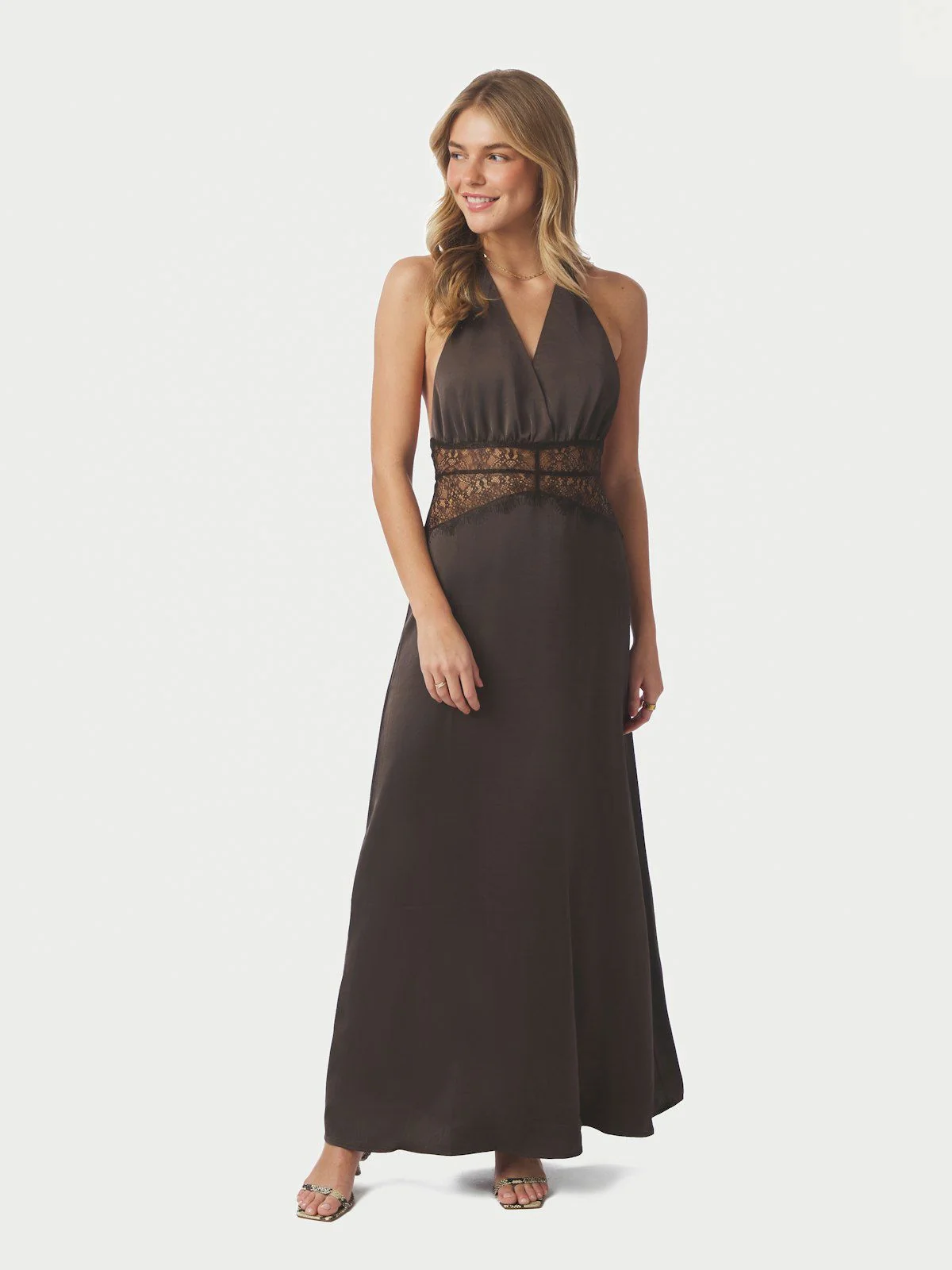 Jasine Heavy Sateen Dress Dark Brown - Image 8