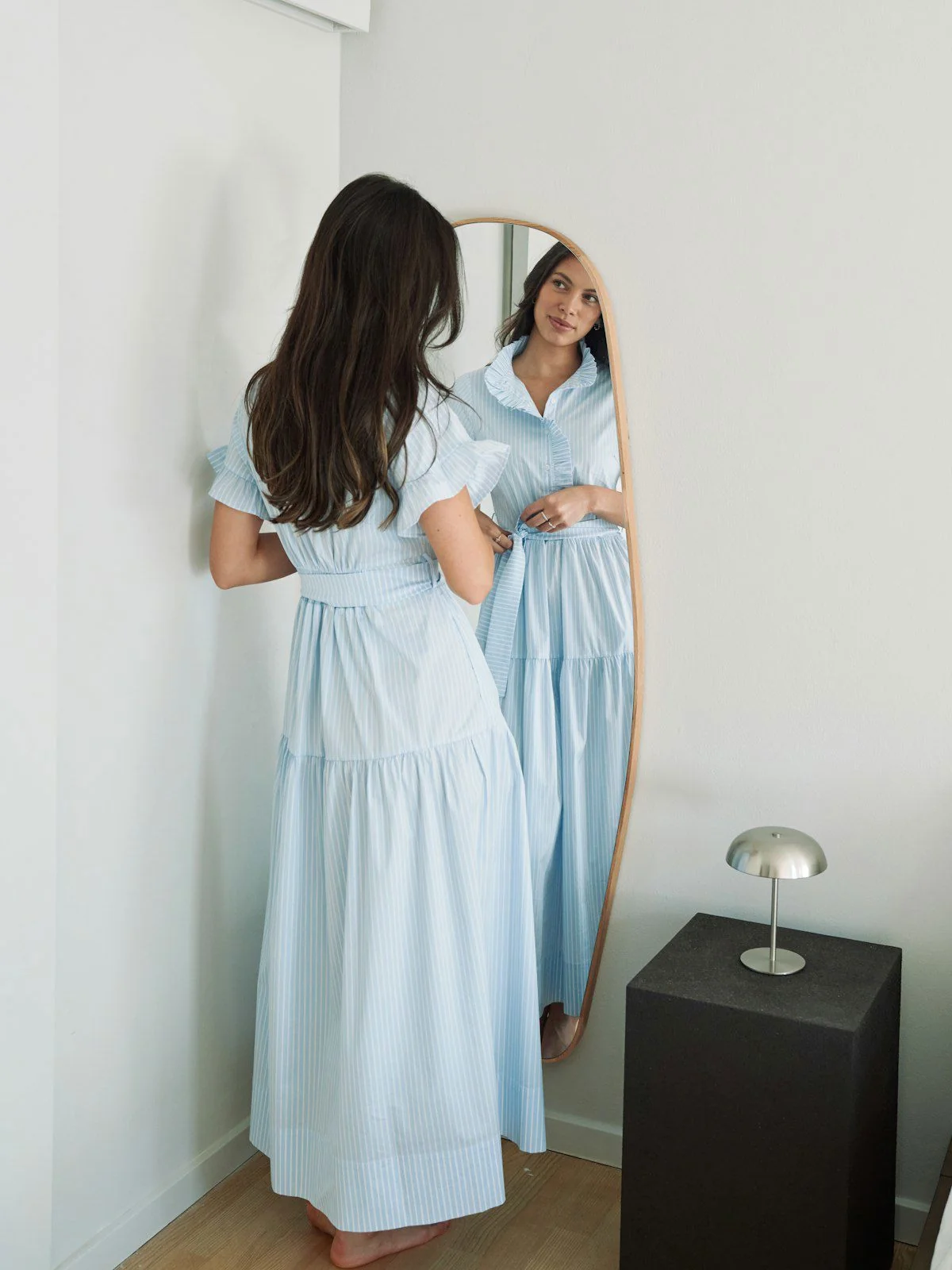 Nellie Soft Stripe Dress Light Blue - Image 3