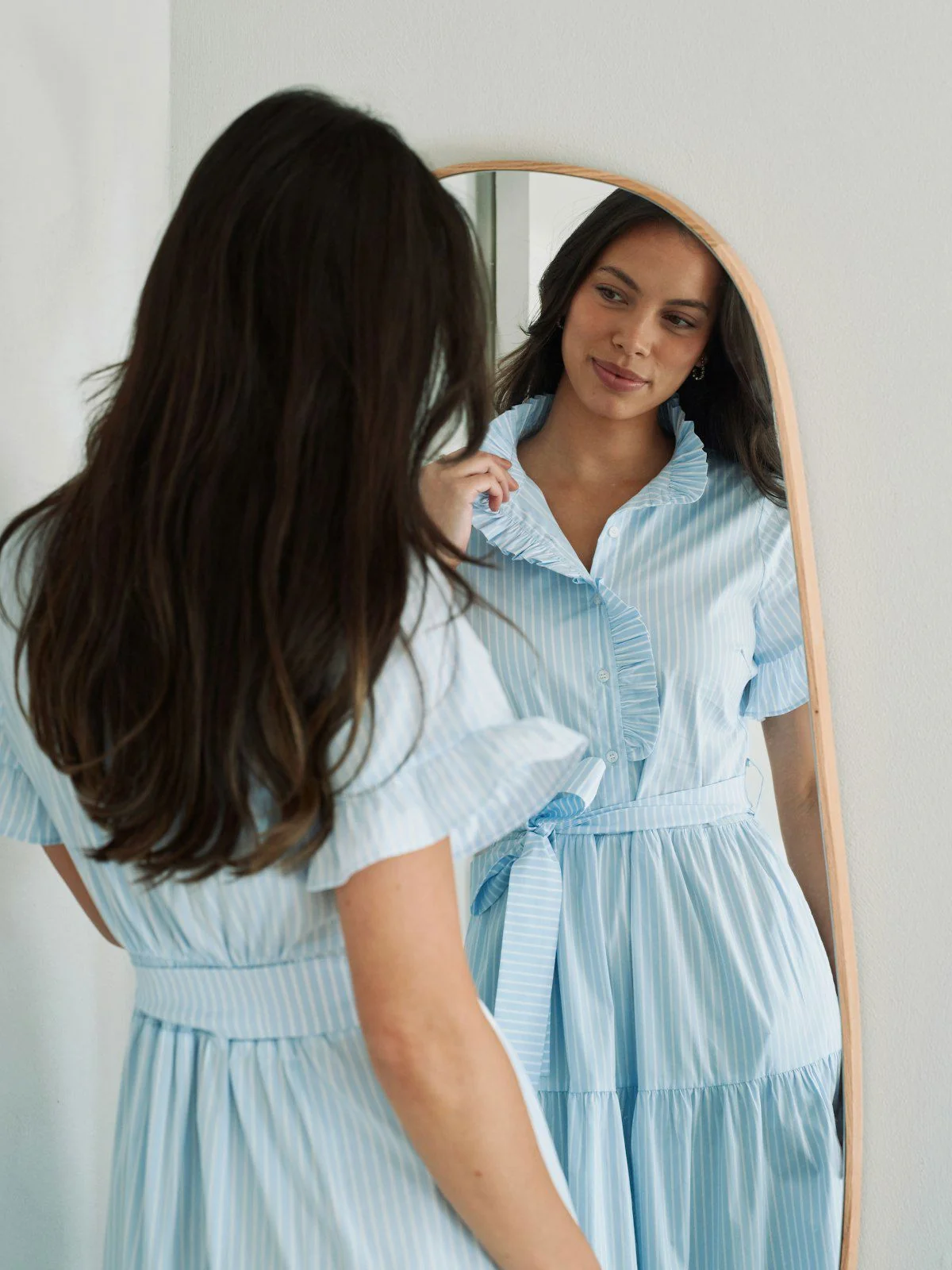 Nellie Soft Stripe Dress Light Blue - Image 4