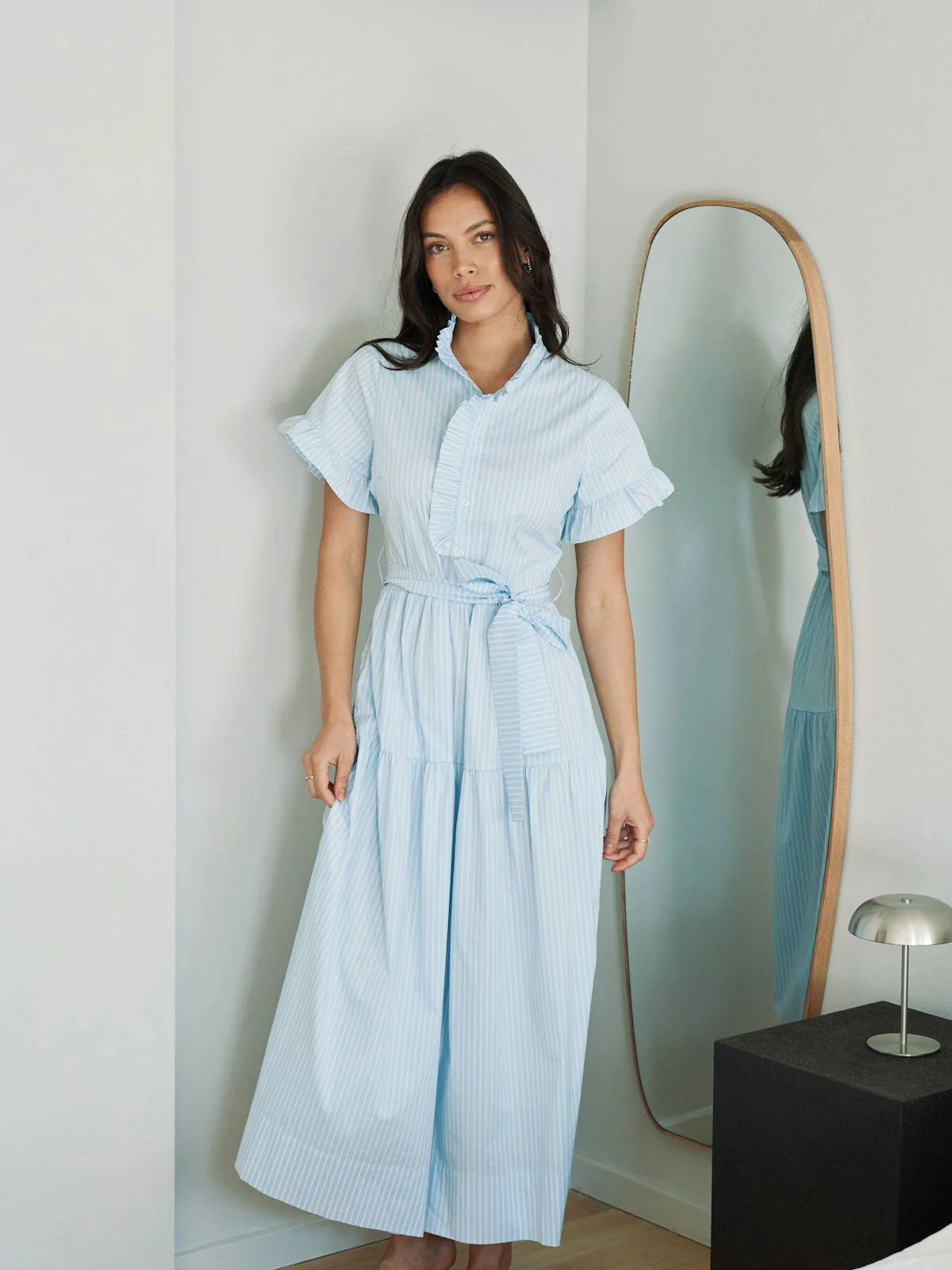Nellie Soft Stripe Dress Light Blue - Image 5
