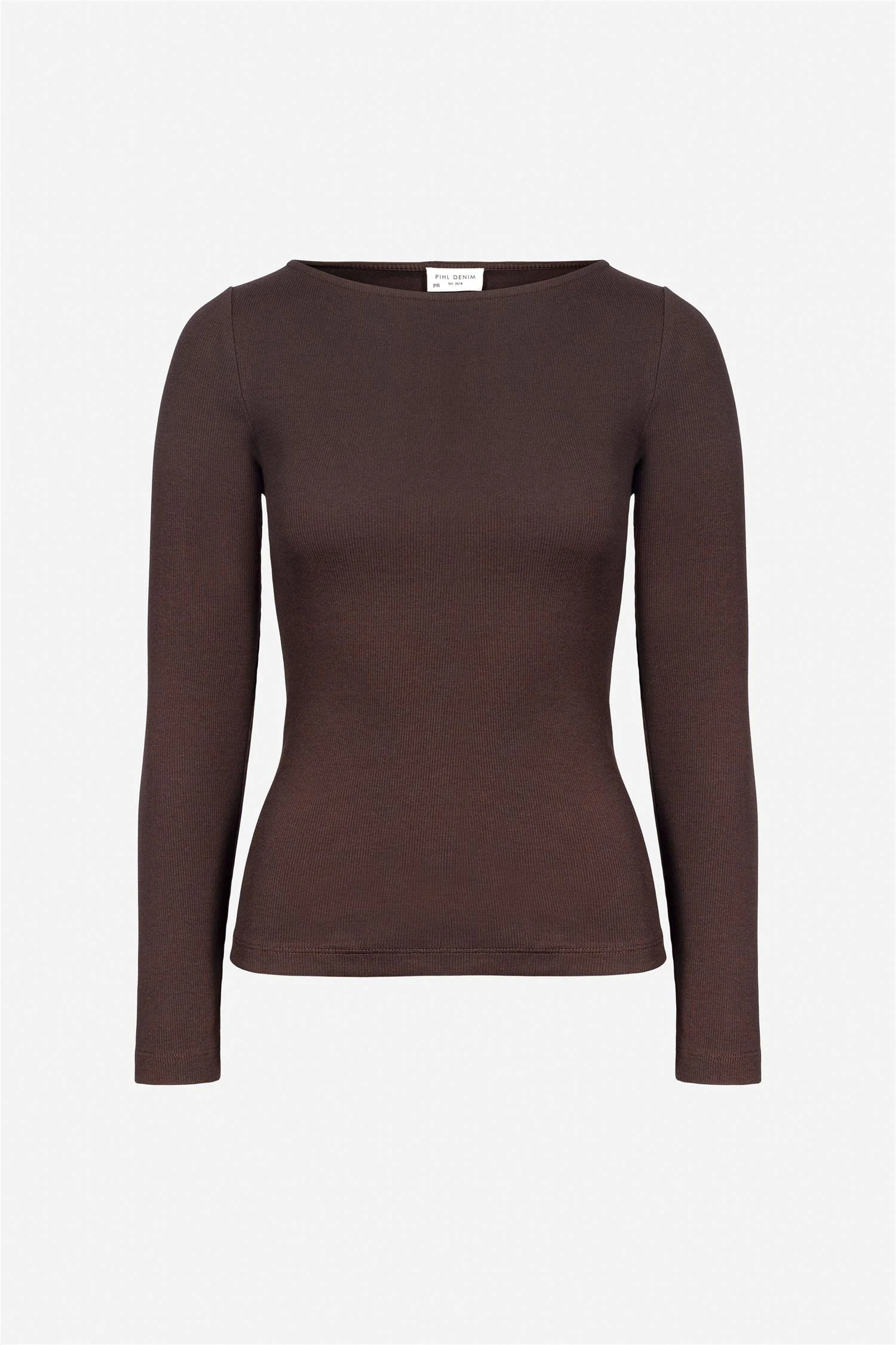 Petronella Rib Boatneck  Dark Brown