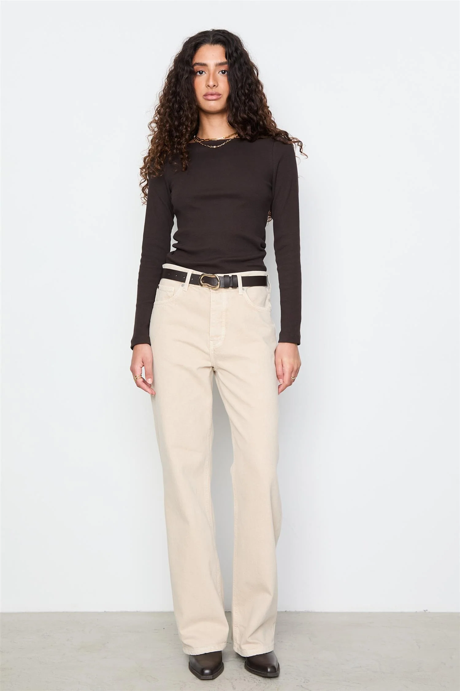 Petronella Rib Boatneck  Dark Brown - Image 2