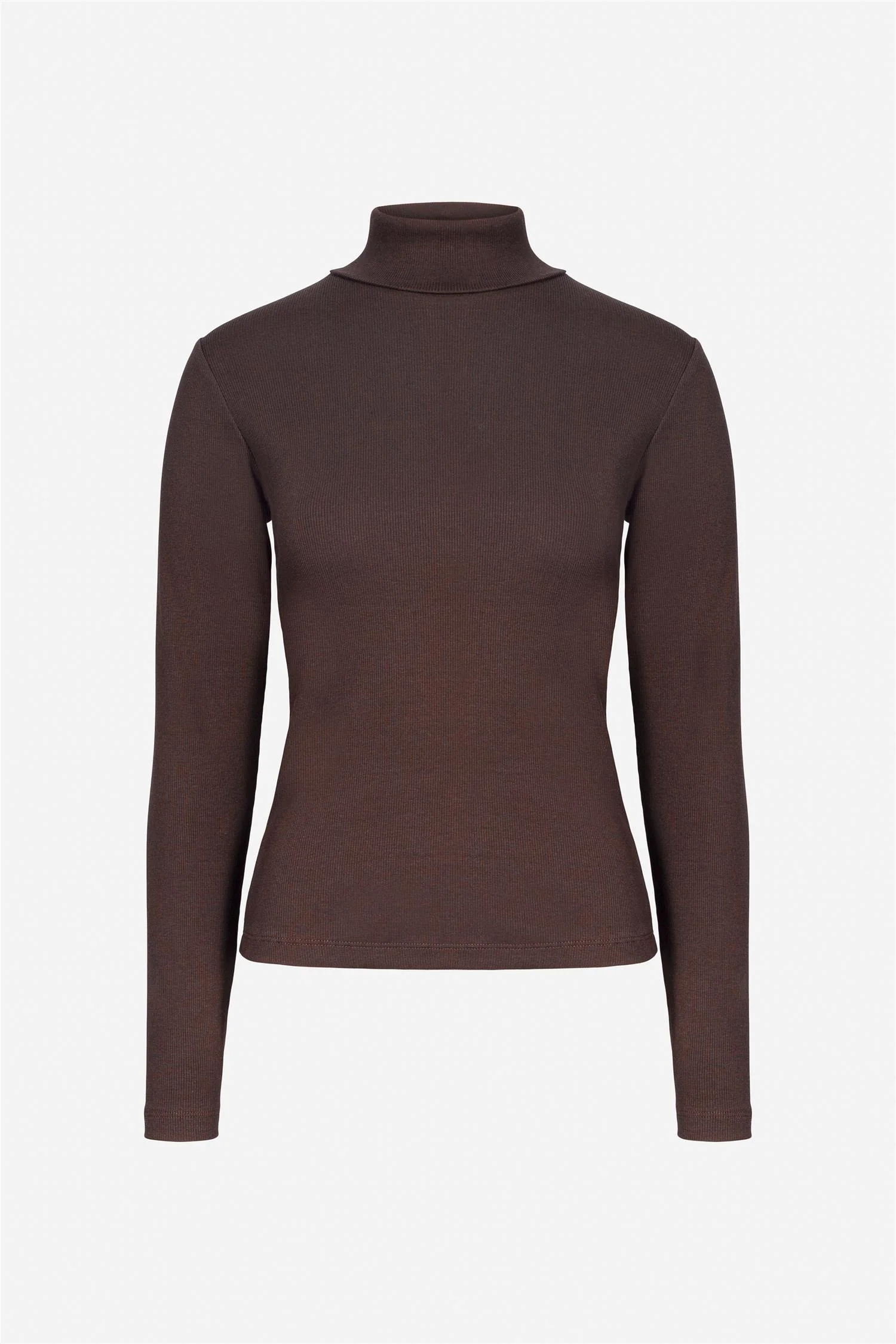 Petra Rib Turtleneck Dark Brown