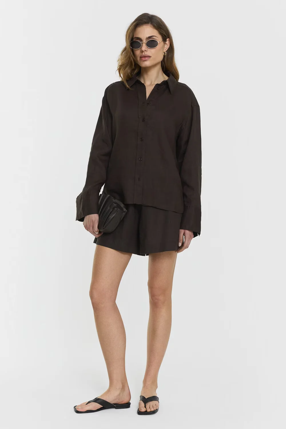 Melody Linen Shorts Coffee - Image 3