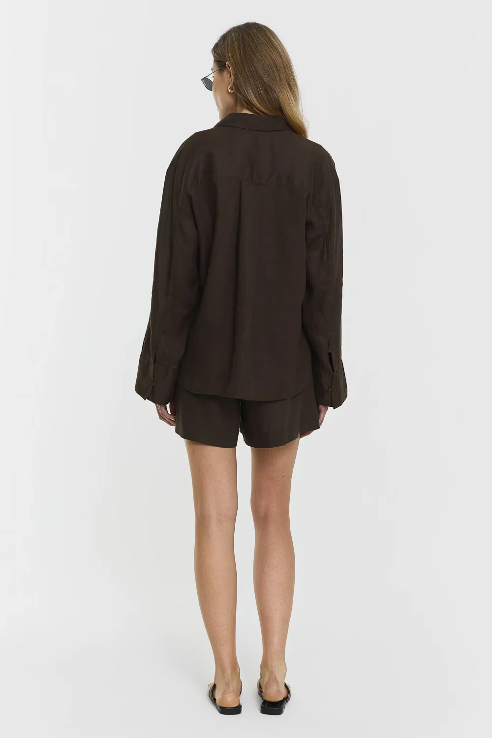 Melody Linen Shorts Coffee - Image 4