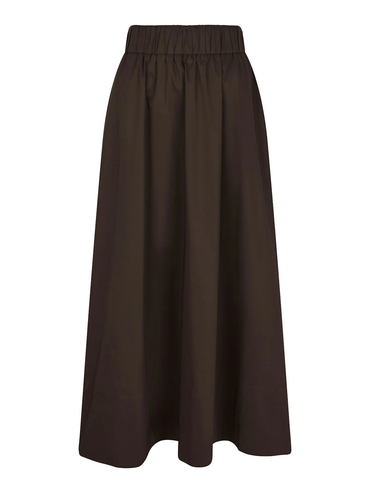 Yara Long Poplin Skirt Chocolate Brown