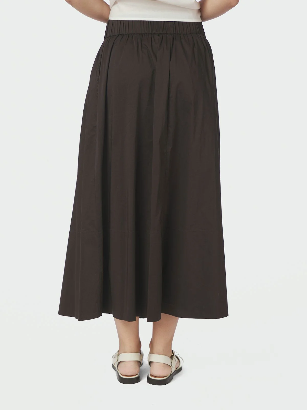 Yara Long Poplin Skirt Chocolate Brown - Image 4