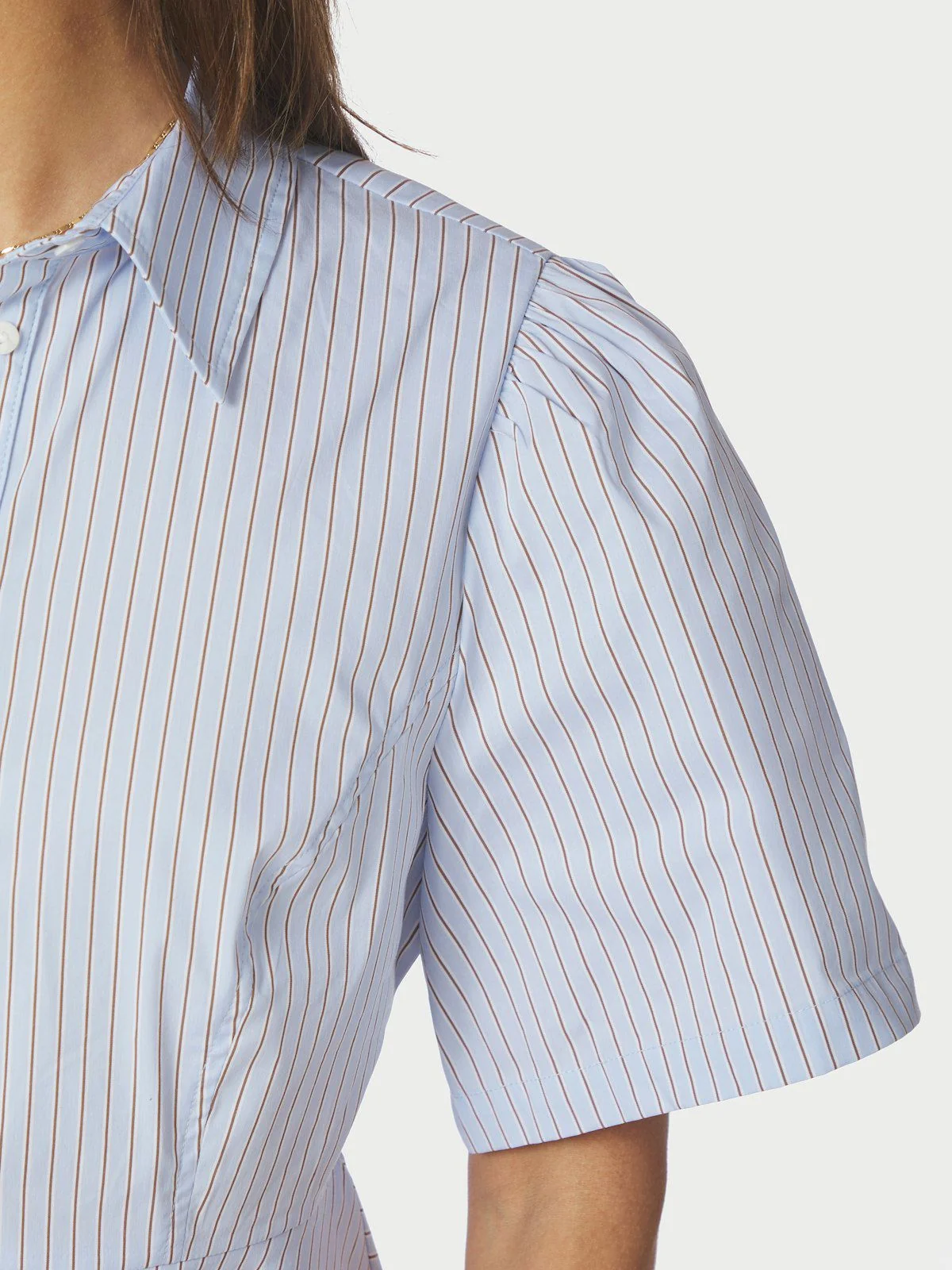 Janelle Stripe Shirt Blue/Brown Stripe - Image 5