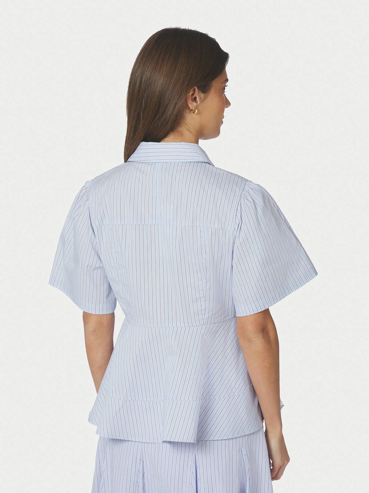 Janelle Stripe Shirt Blue/Brown Stripe - Image 7