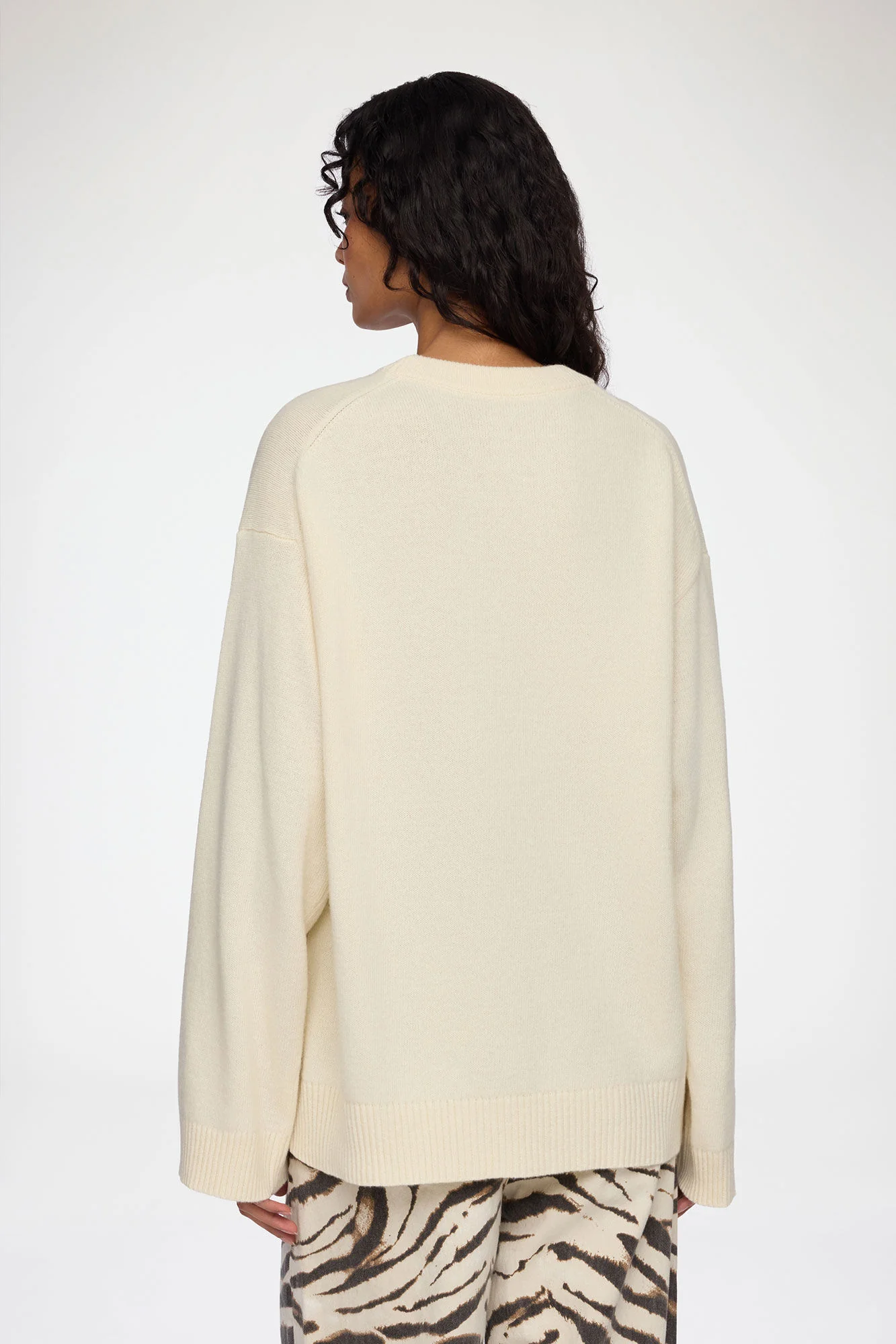 Oversized Graphic Wool Mix Sweater Egret - Image 4