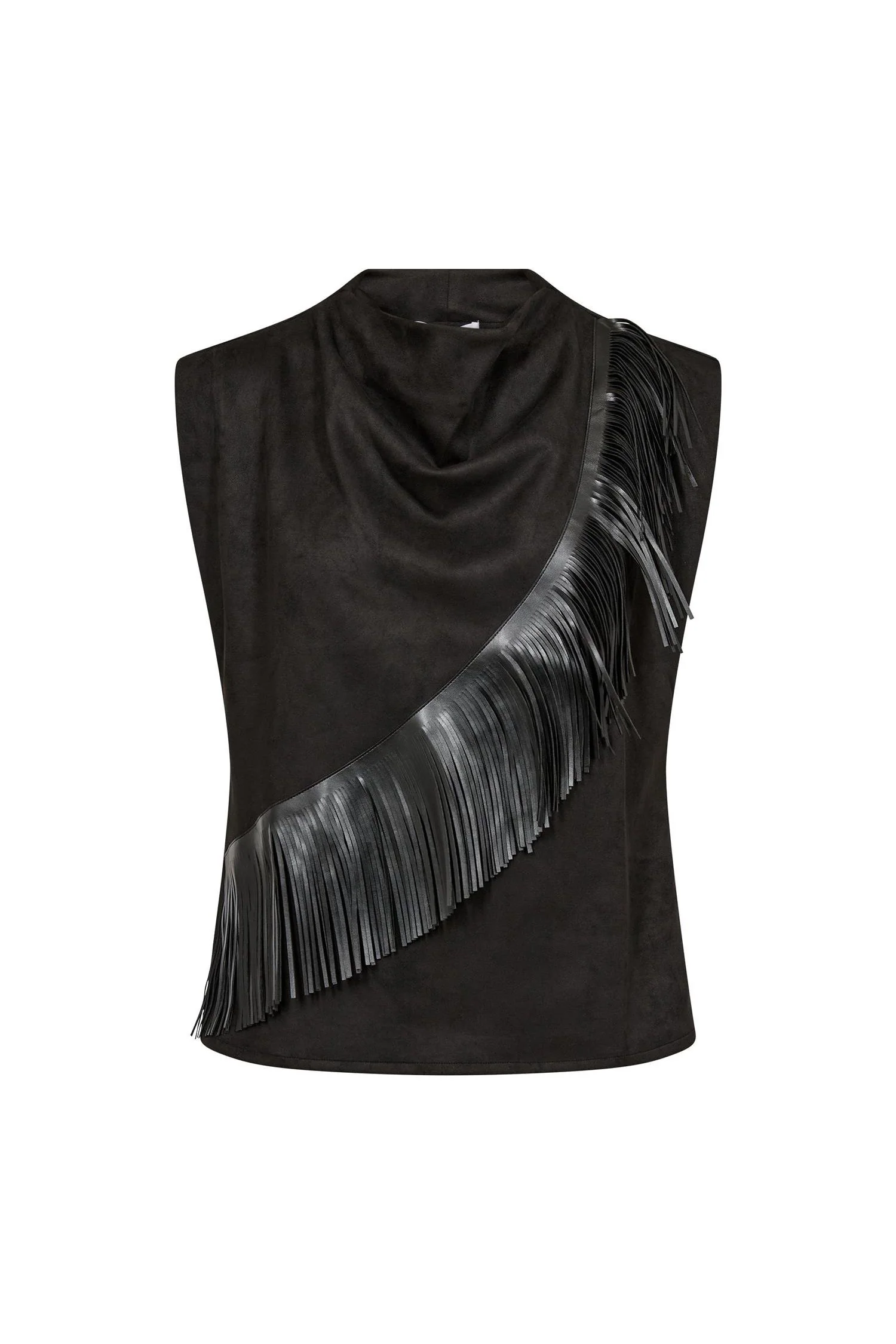 BobbieCC Fringe Pleat Top  Black