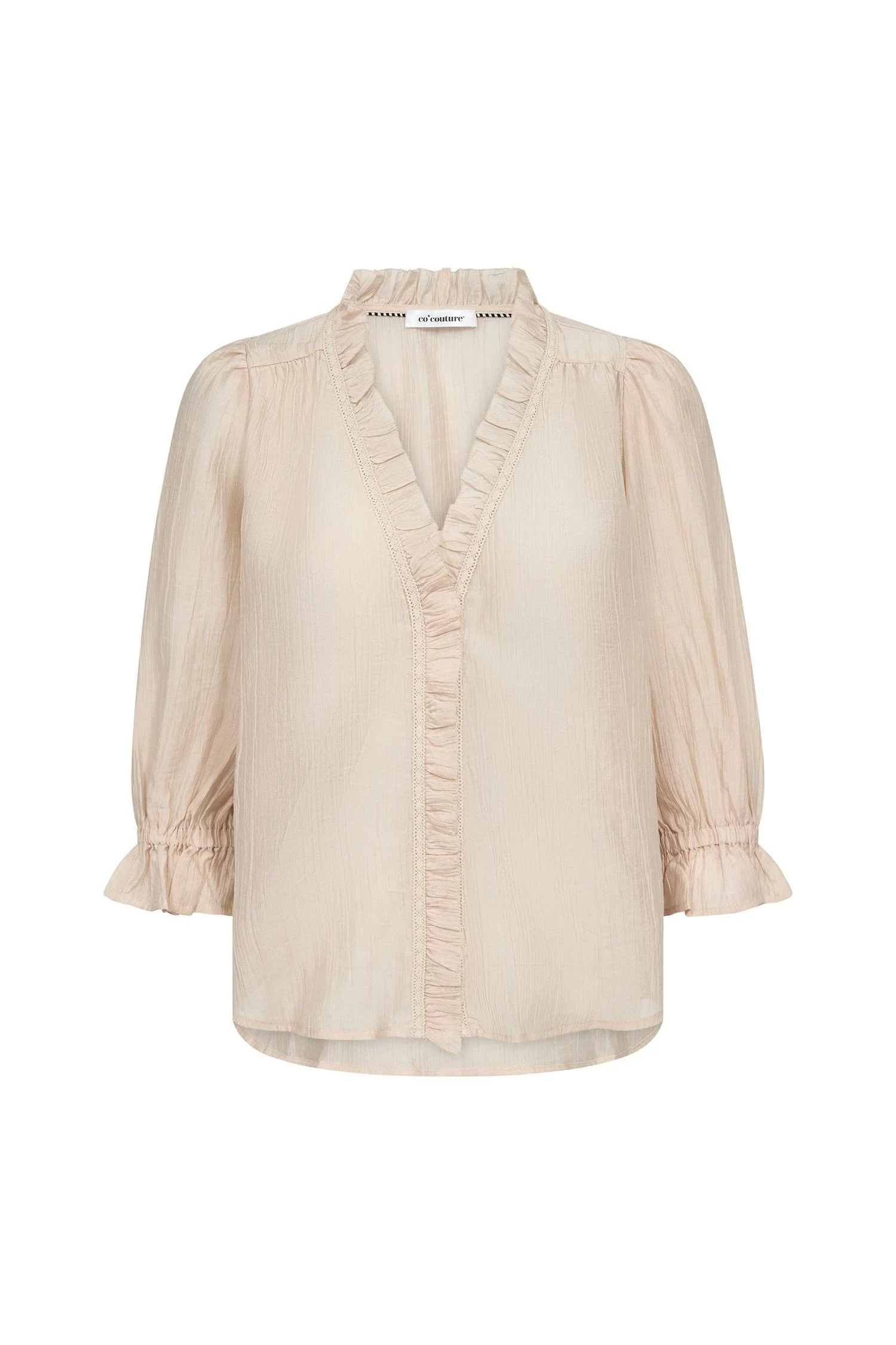 AviCC Lace SS V-Blouse Mink