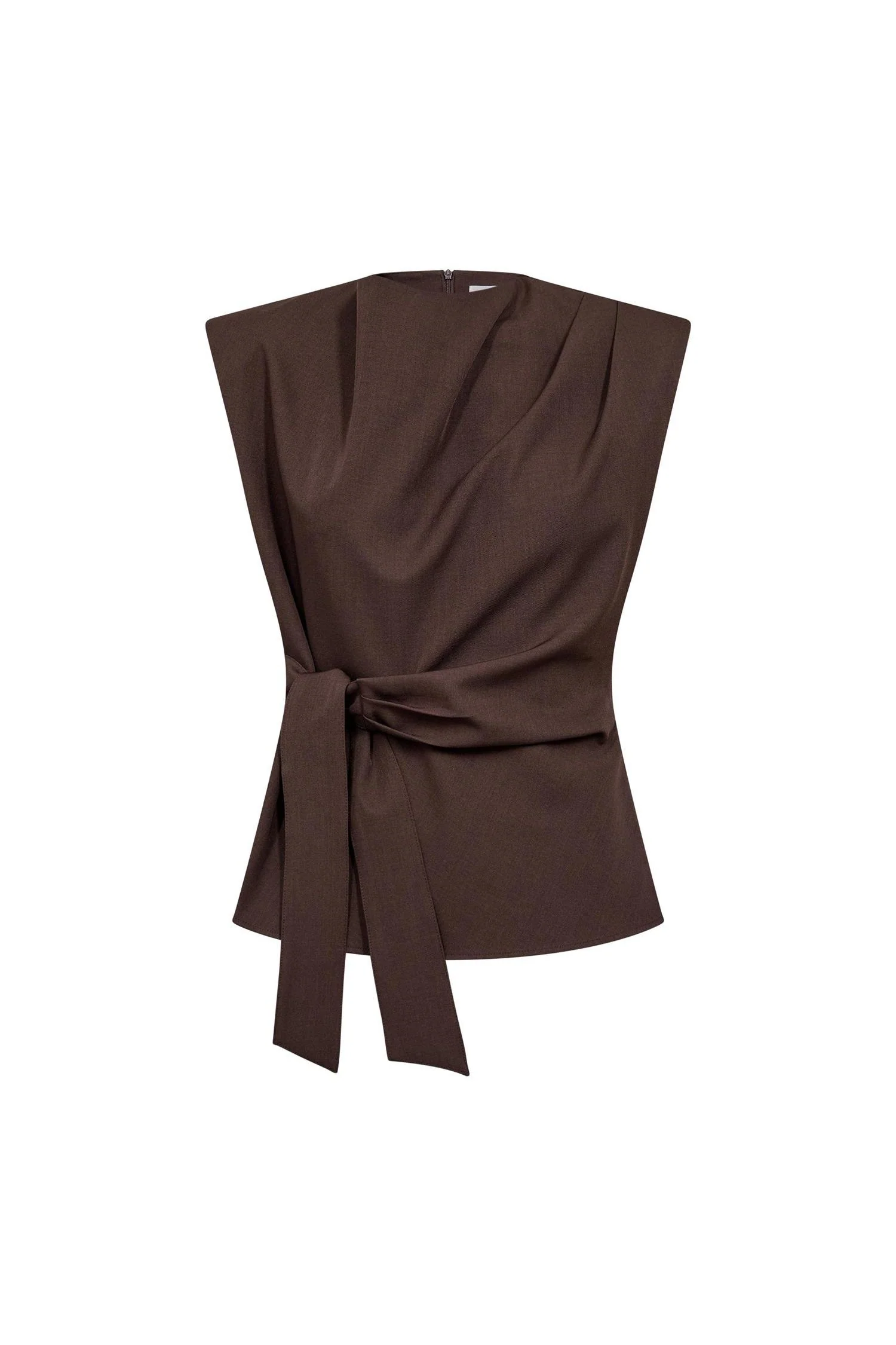LunaCC Pleat Top  Dark Brown Melange