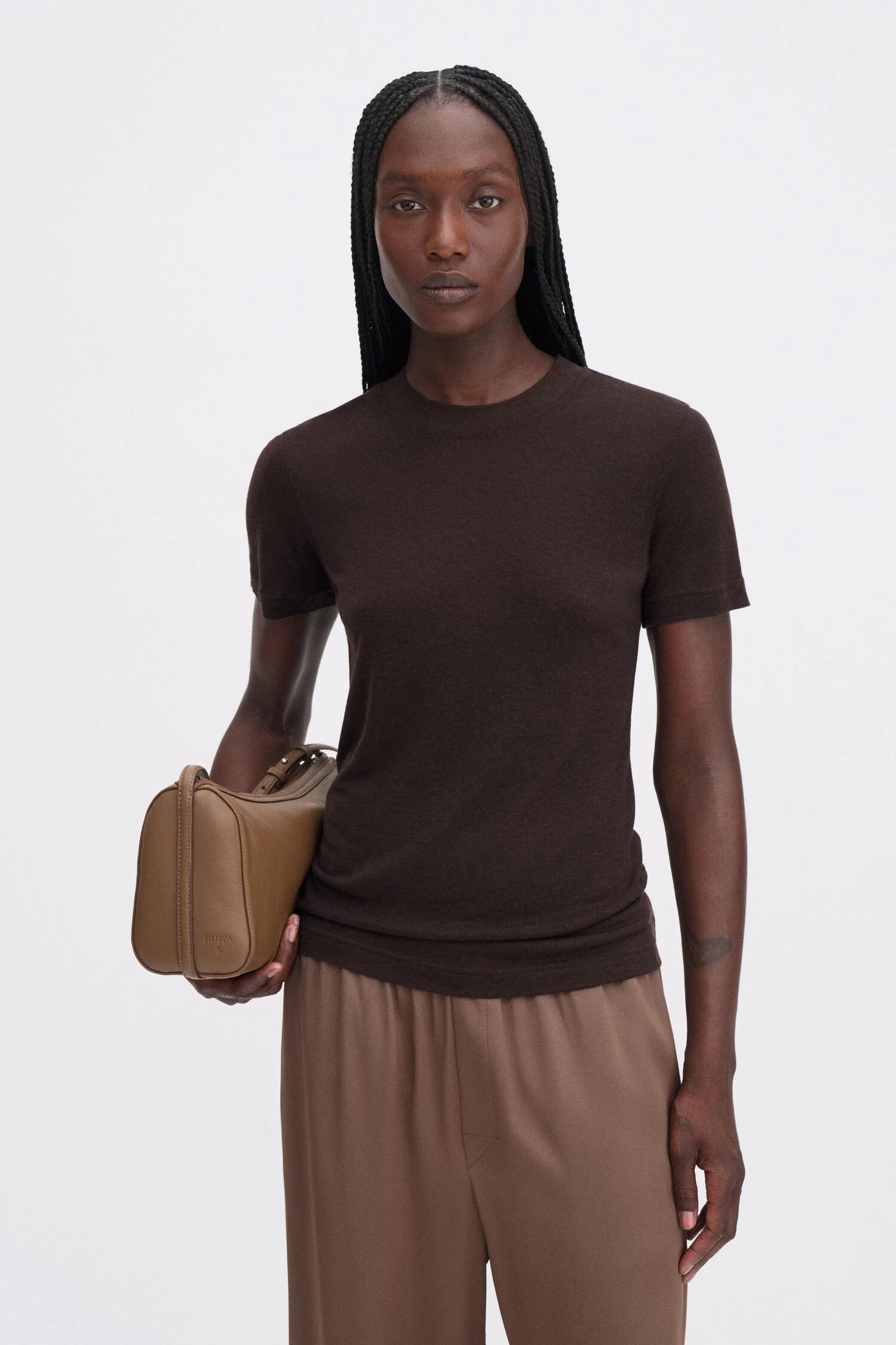 lyocell cashmere tee  Brown - Image 3